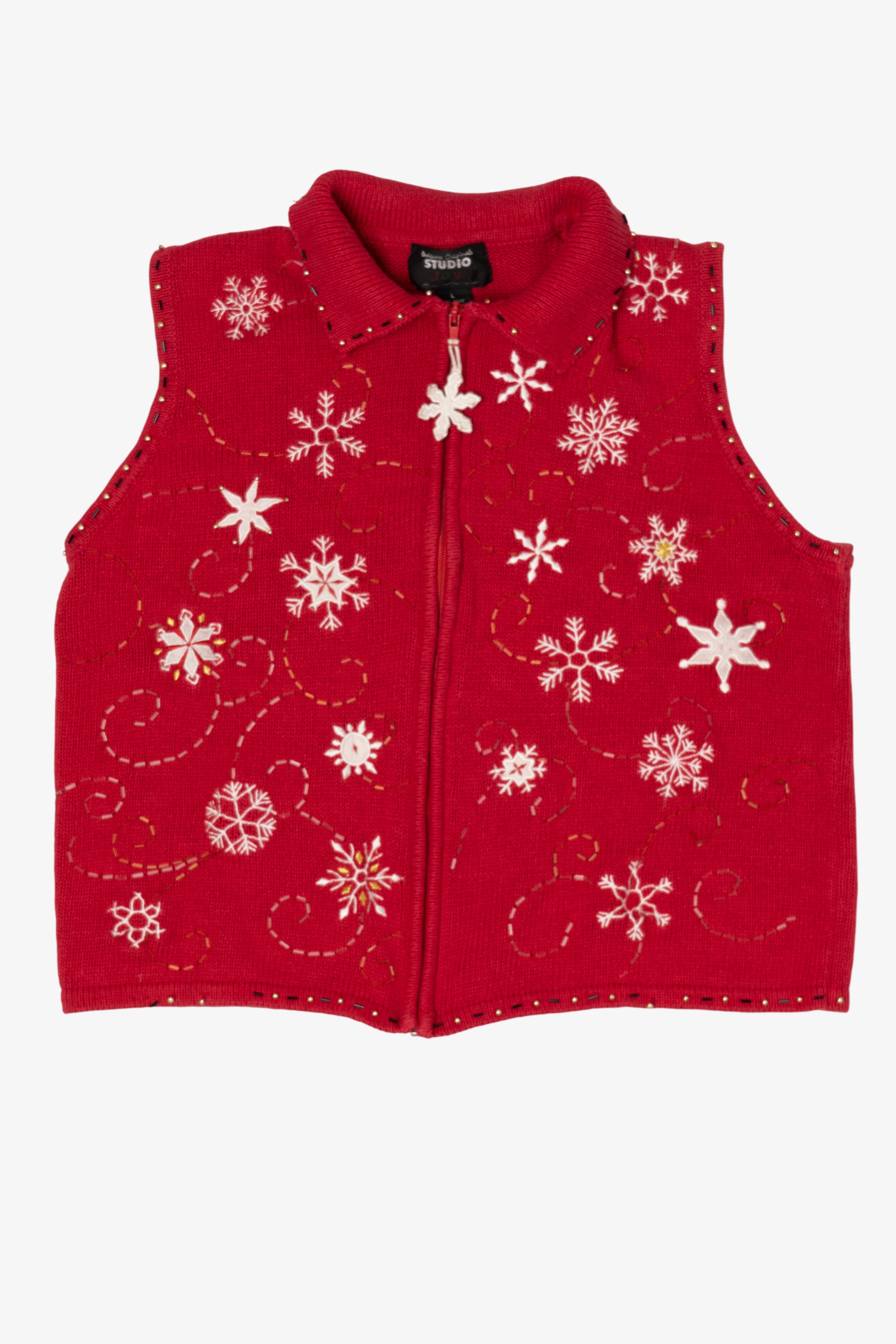 Vintage Red Studio Joy Snowflakes Ugly Christmas Vest (1990s)