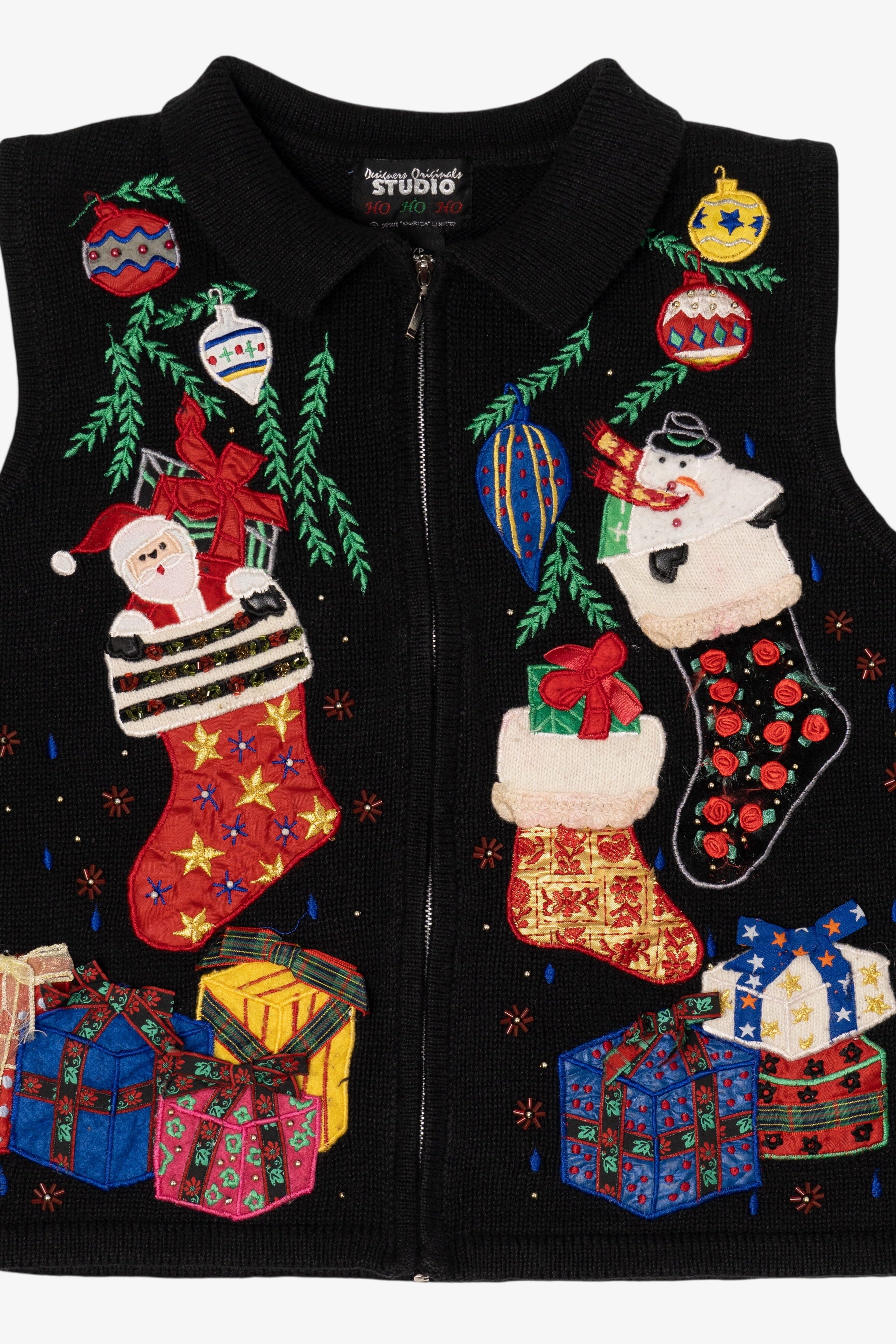 Vintage Black Segue Presents Ugly Christmas Vest (1990s)