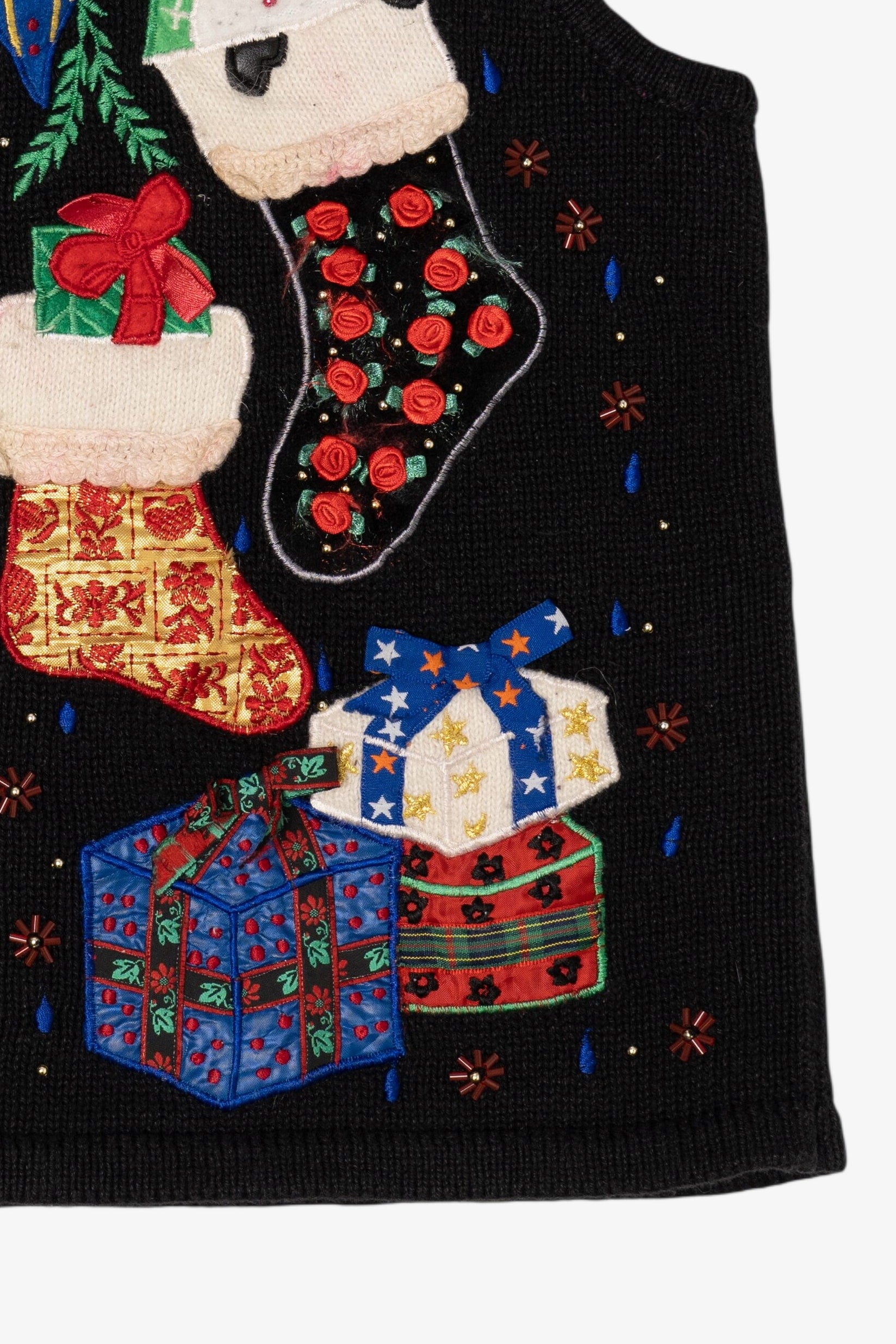 Vintage Black Segue Presents Ugly Christmas Vest (1990s)