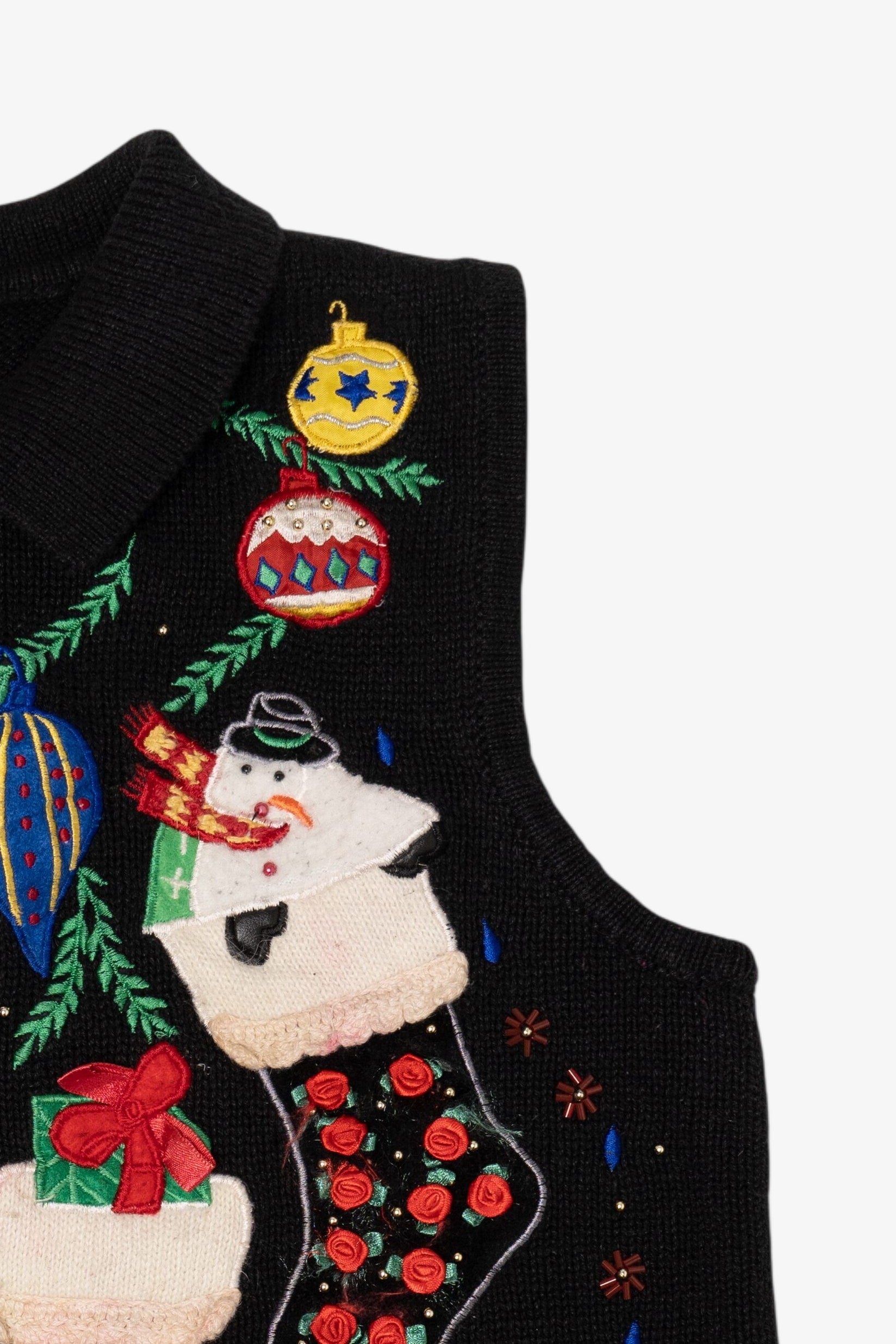 Vintage Black Segue Presents Ugly Christmas Vest (1990s)
