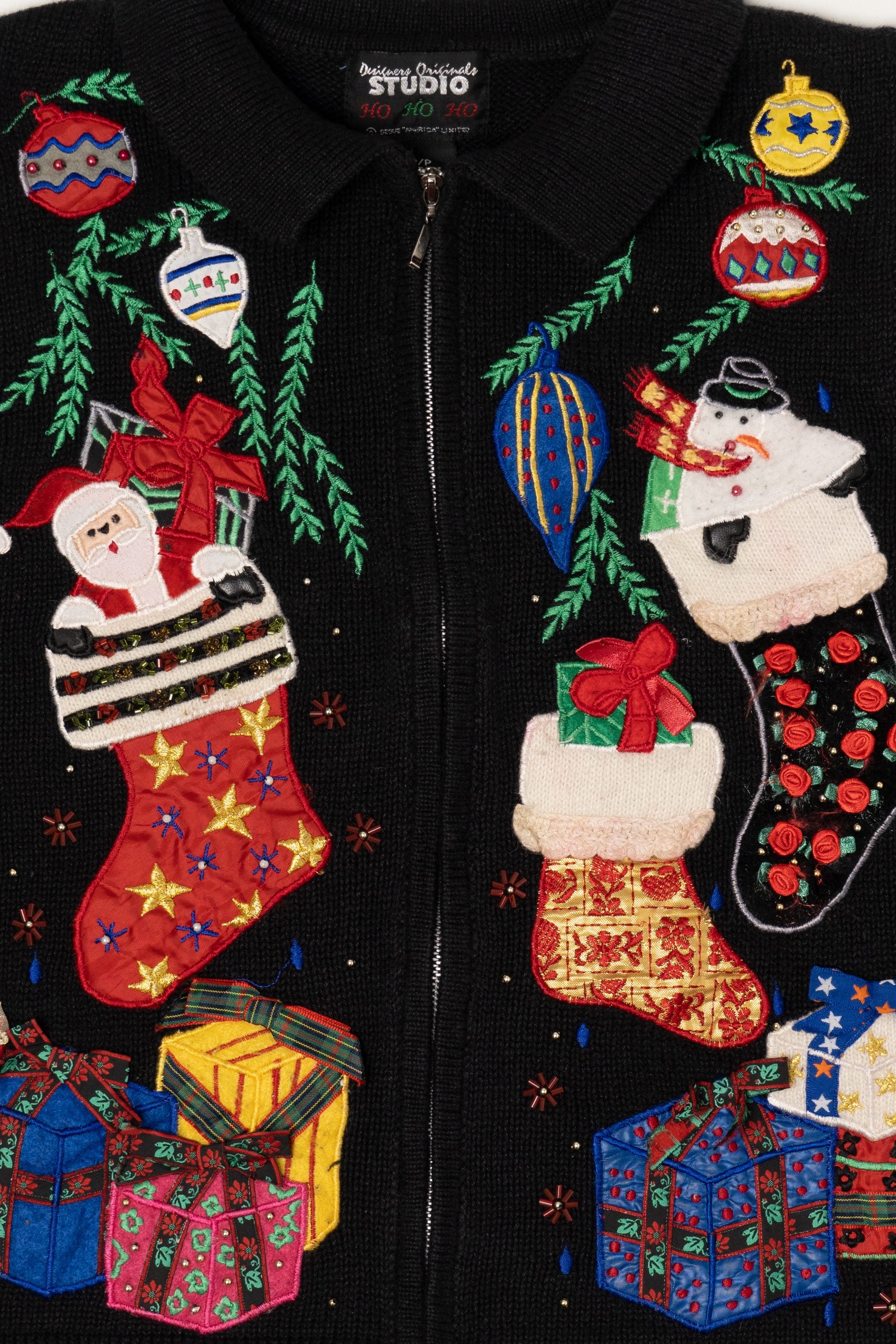 Vintage Black Segue Presents Ugly Christmas Vest (1990s)