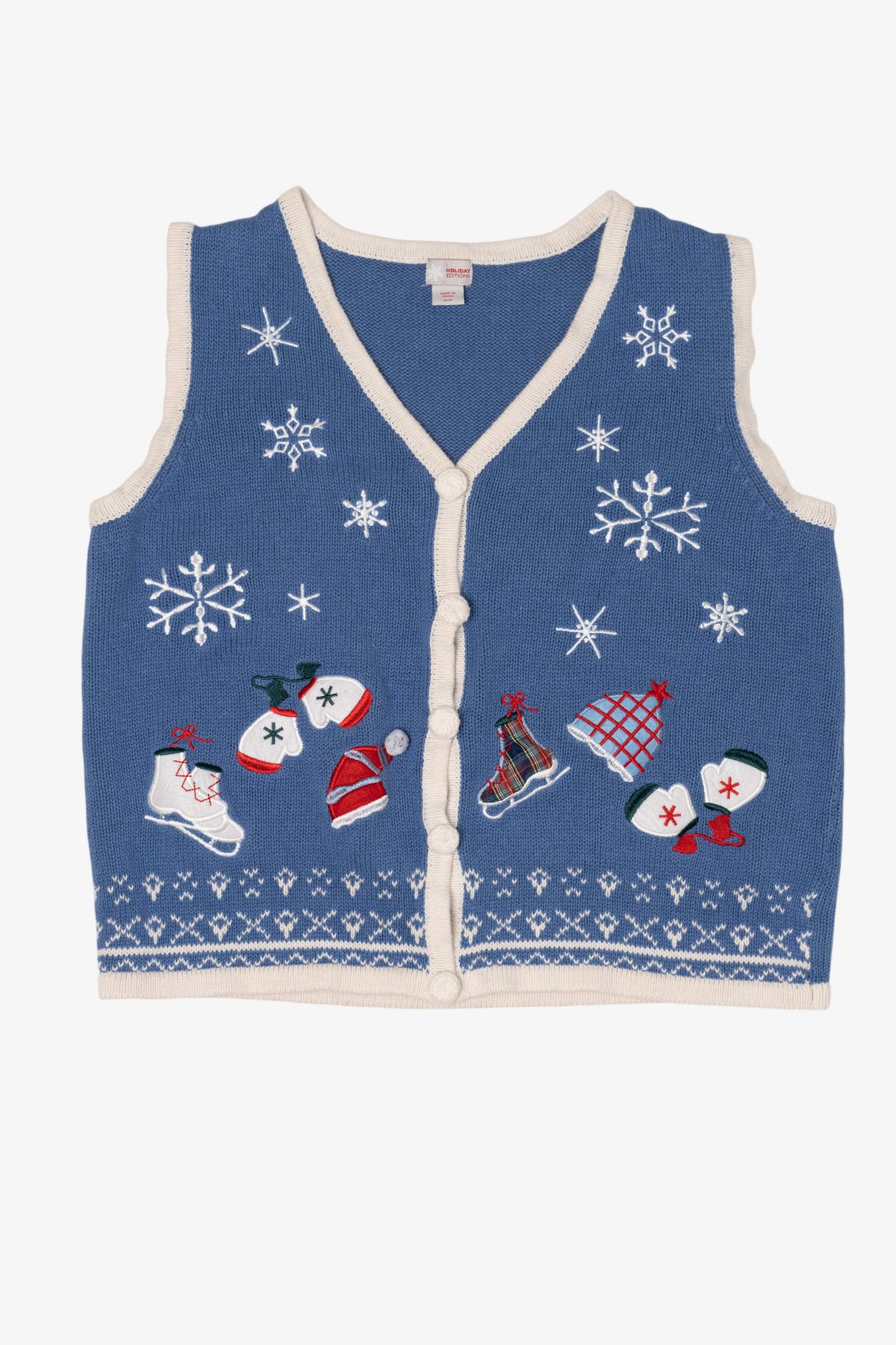 Vintage Blue Holiday Editions Winter Clothes Ugly Christmas Vest (2000s)