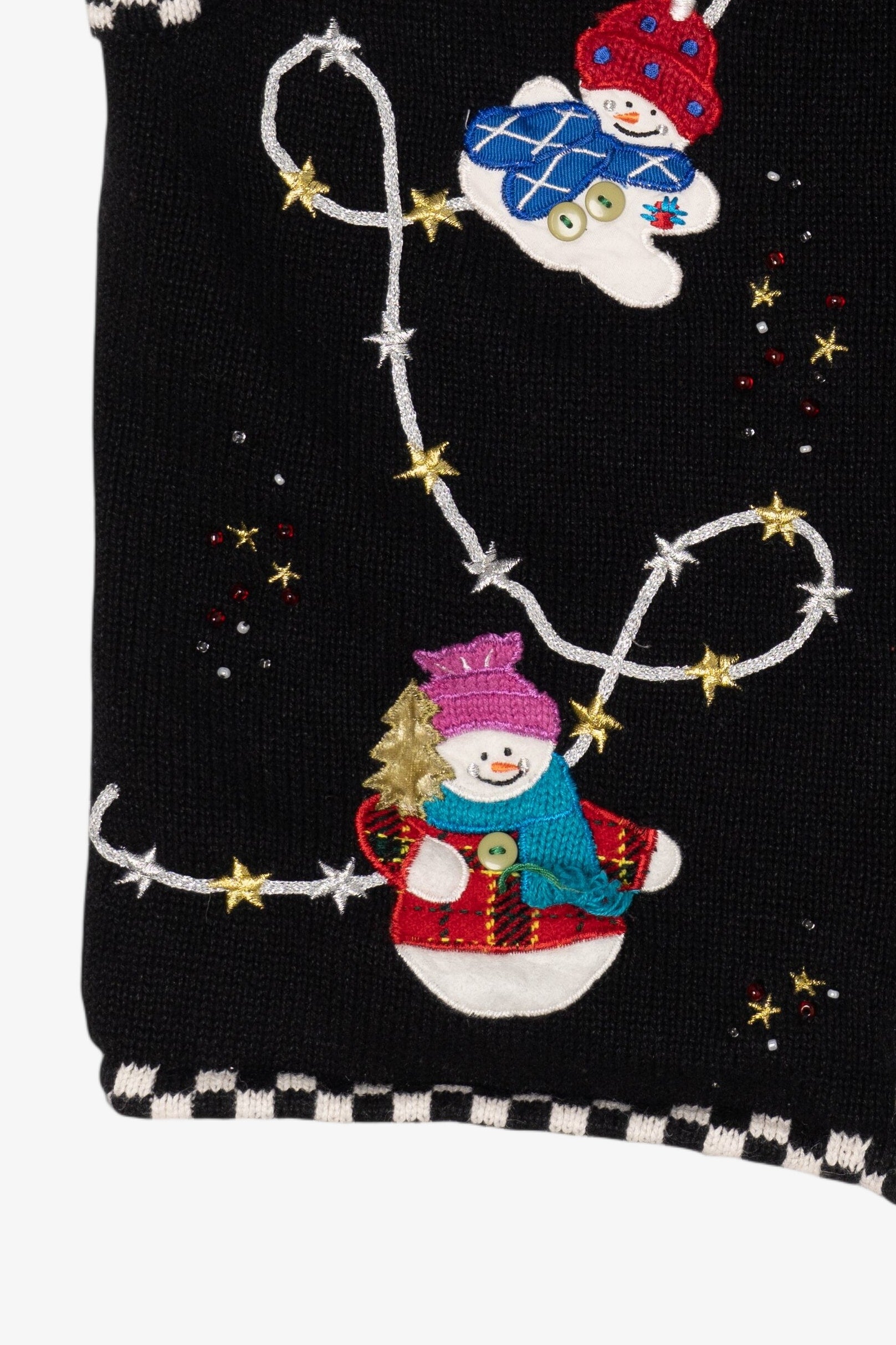 Vintage Black Segue Snowmen Ugly Christmas Vest (1990s)