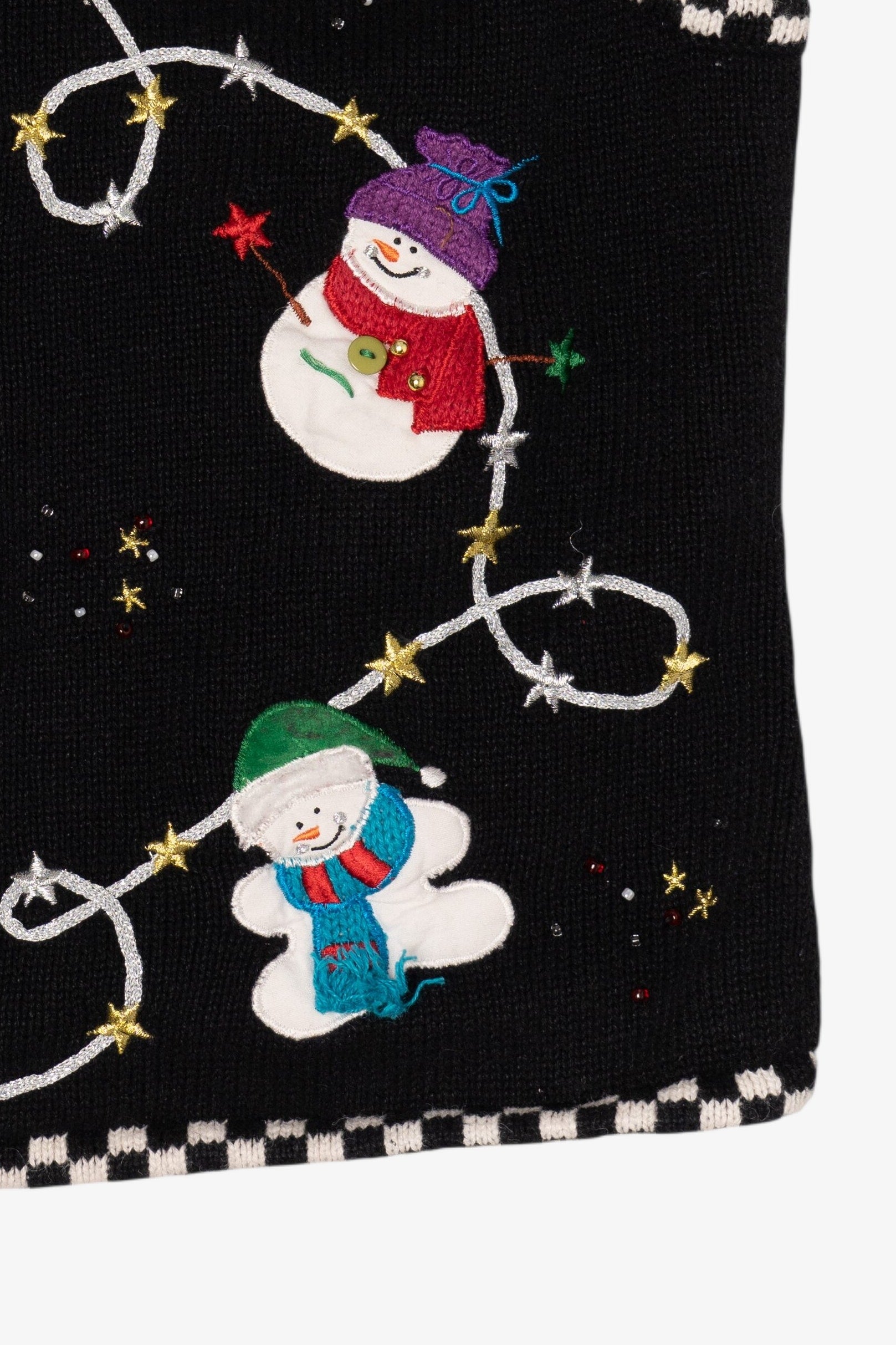 Vintage Black Segue Snowmen Ugly Christmas Vest (1990s)