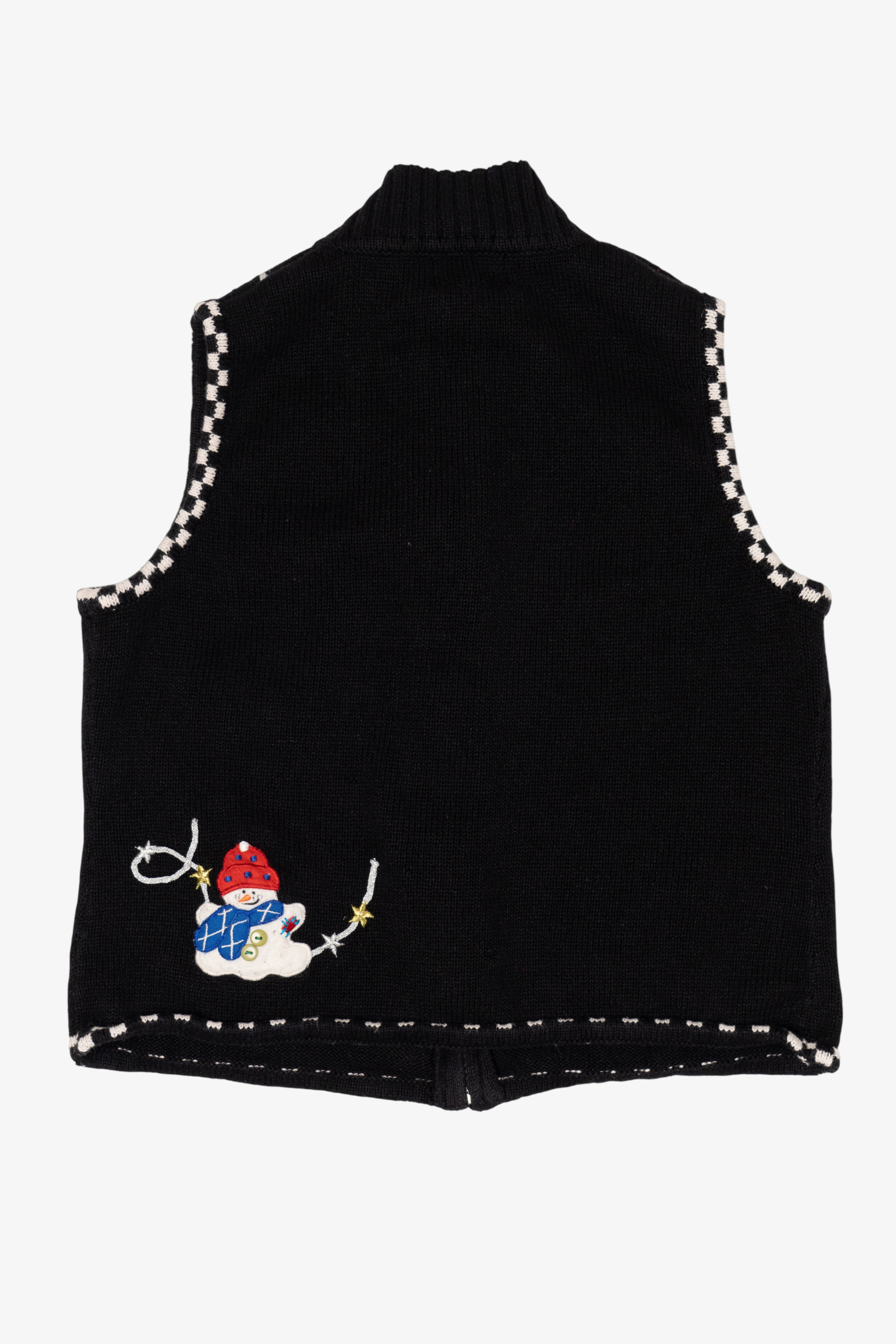 Vintage Black Segue Snowmen Ugly Christmas Vest (1990s)
