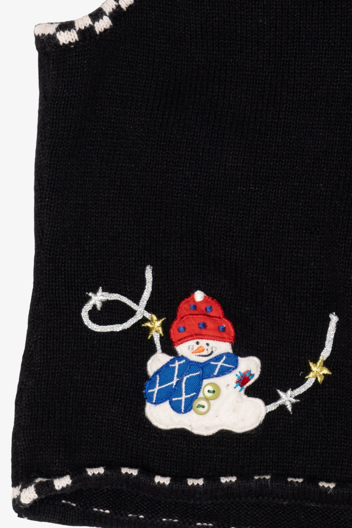 Vintage Black Segue Snowmen Ugly Christmas Vest (1990s)