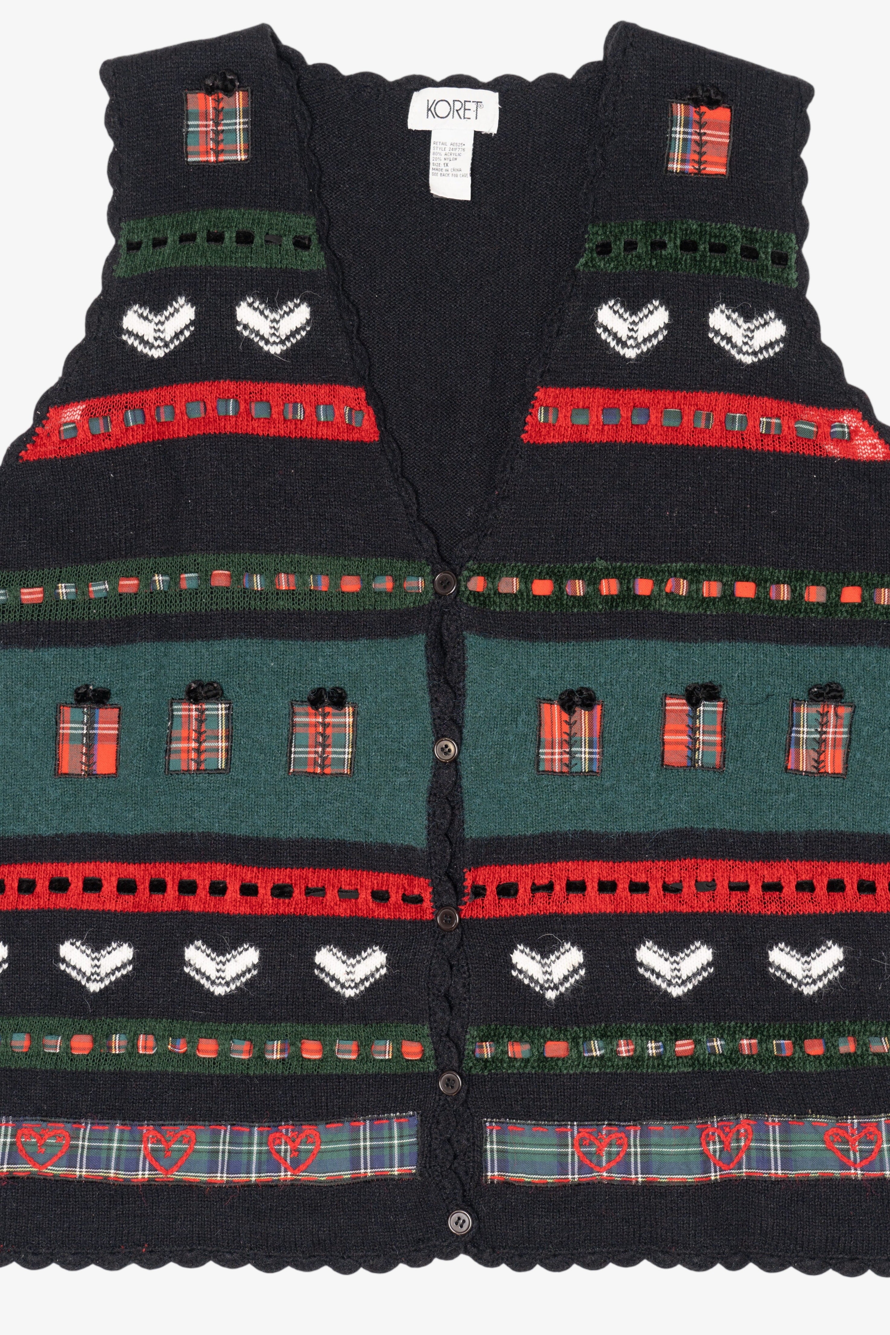 Vintage Charcoal Koret Presents Ugly Christmas Vest (1990s)