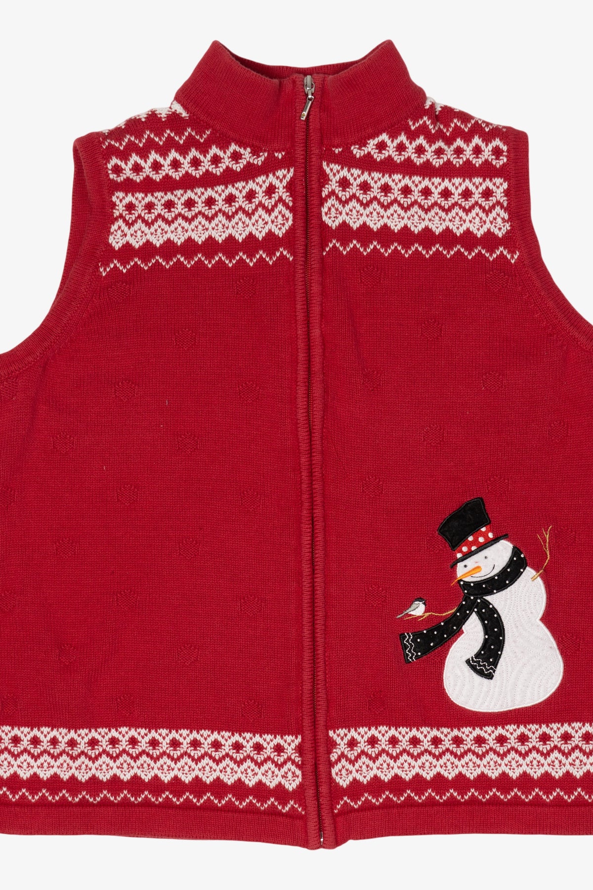 Vintage Red Christopher & Banks Snowmen Ugly Christmas Vest (2000s)