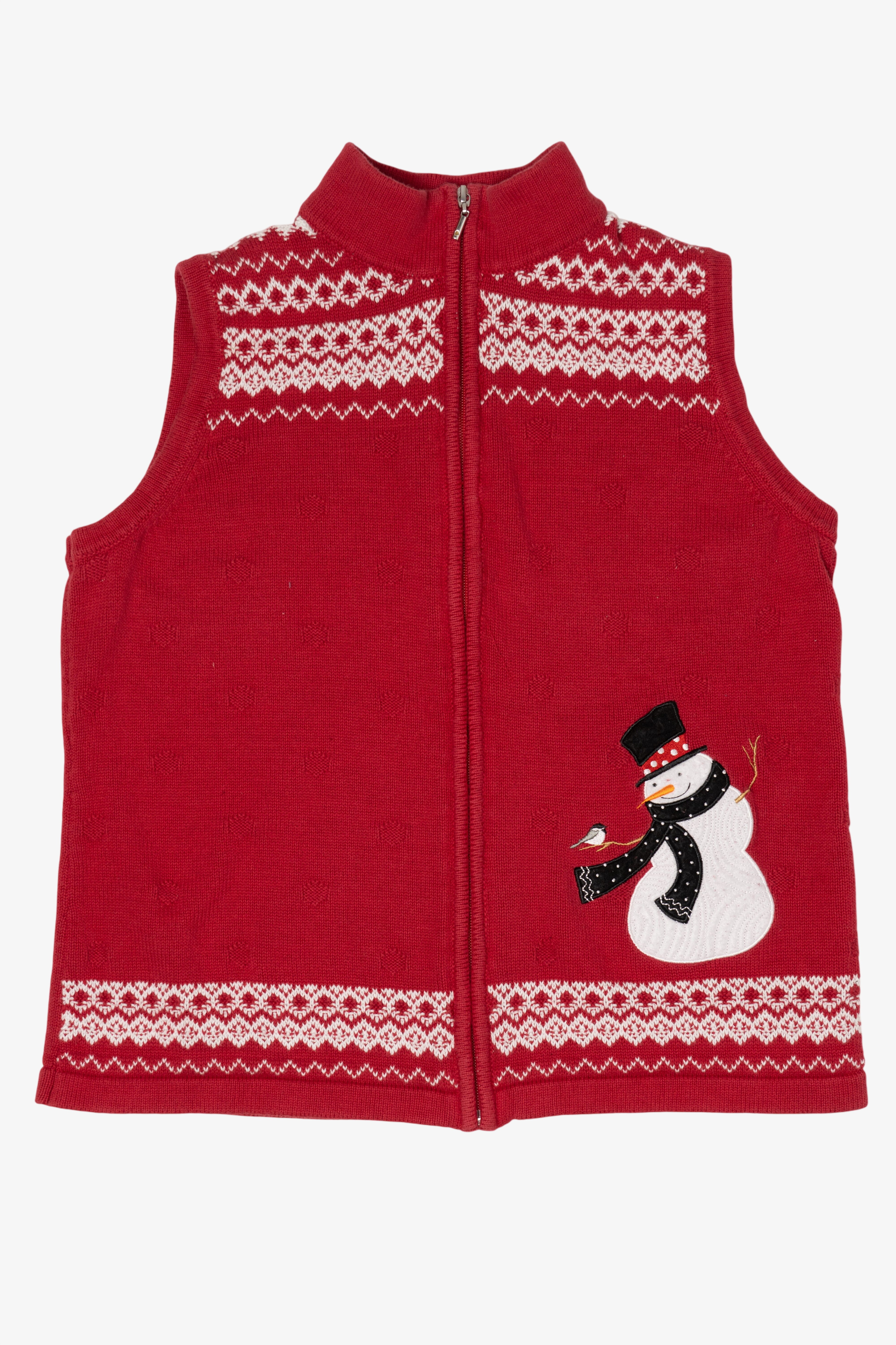 Vintage Red Christopher & Banks Snowmen Ugly Christmas Vest (2000s)