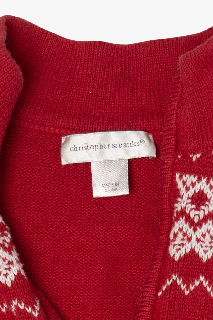 Vintage Red Christopher & Banks Snowmen Ugly Christmas Vest (2000s)