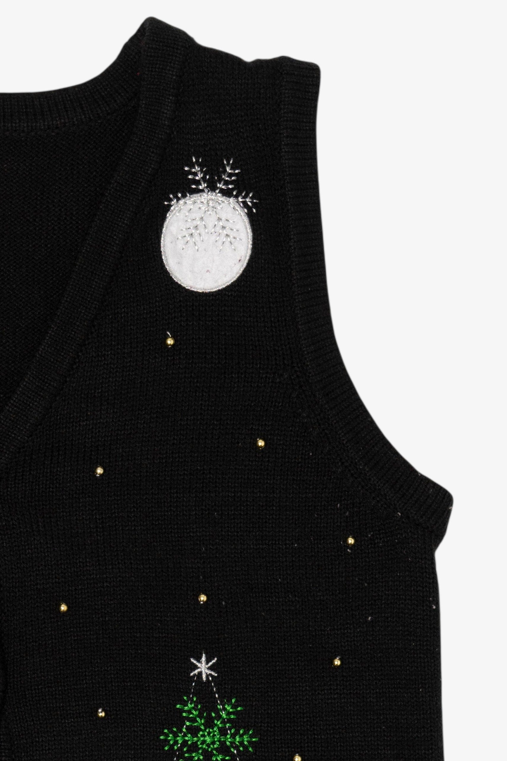 Vintage Black Reindeer Ugly Christmas Vest (2000s)