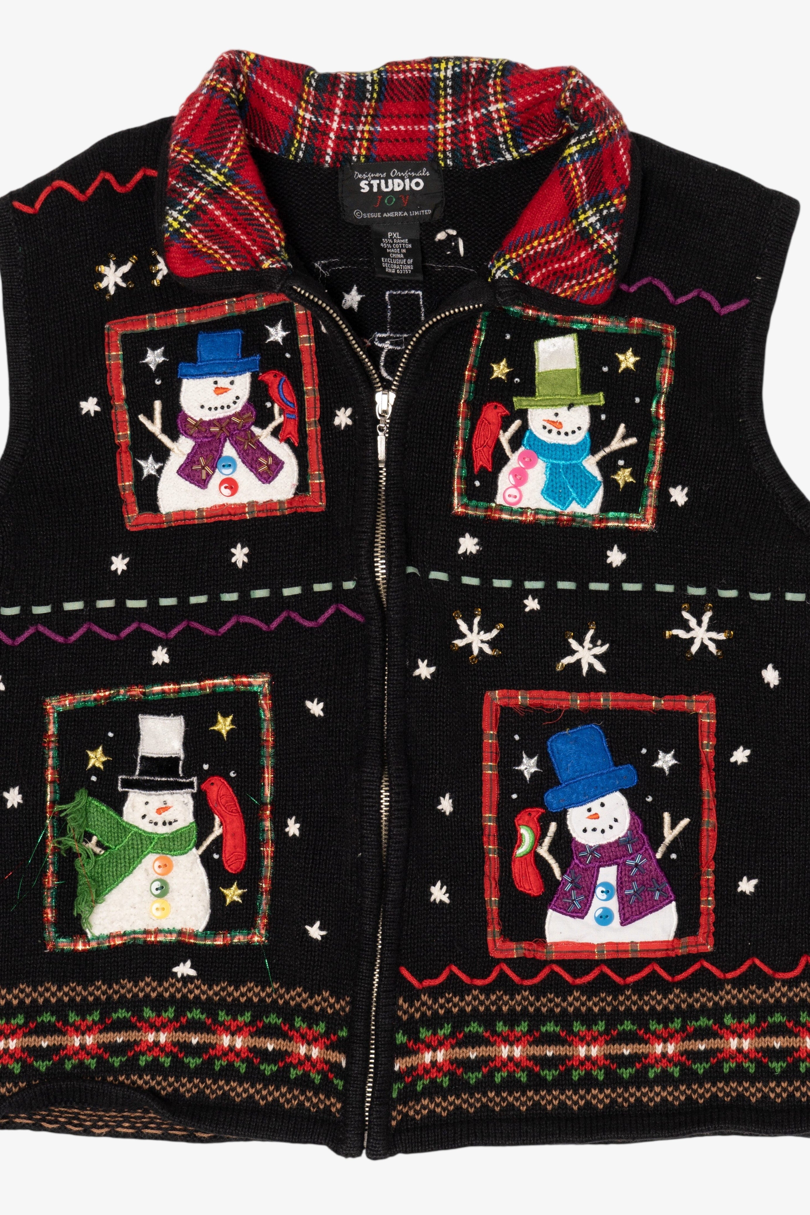 Vintage Black Studio Joy Snowmen Ugly Christmas Vest (1990s)