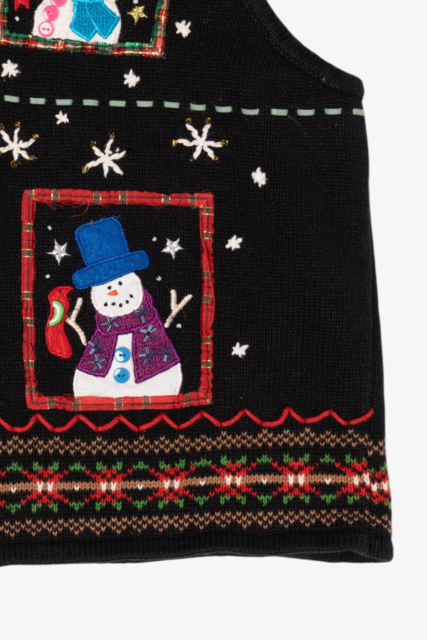 Vintage Black Studio Joy Snowmen Ugly Christmas Vest (1990s)