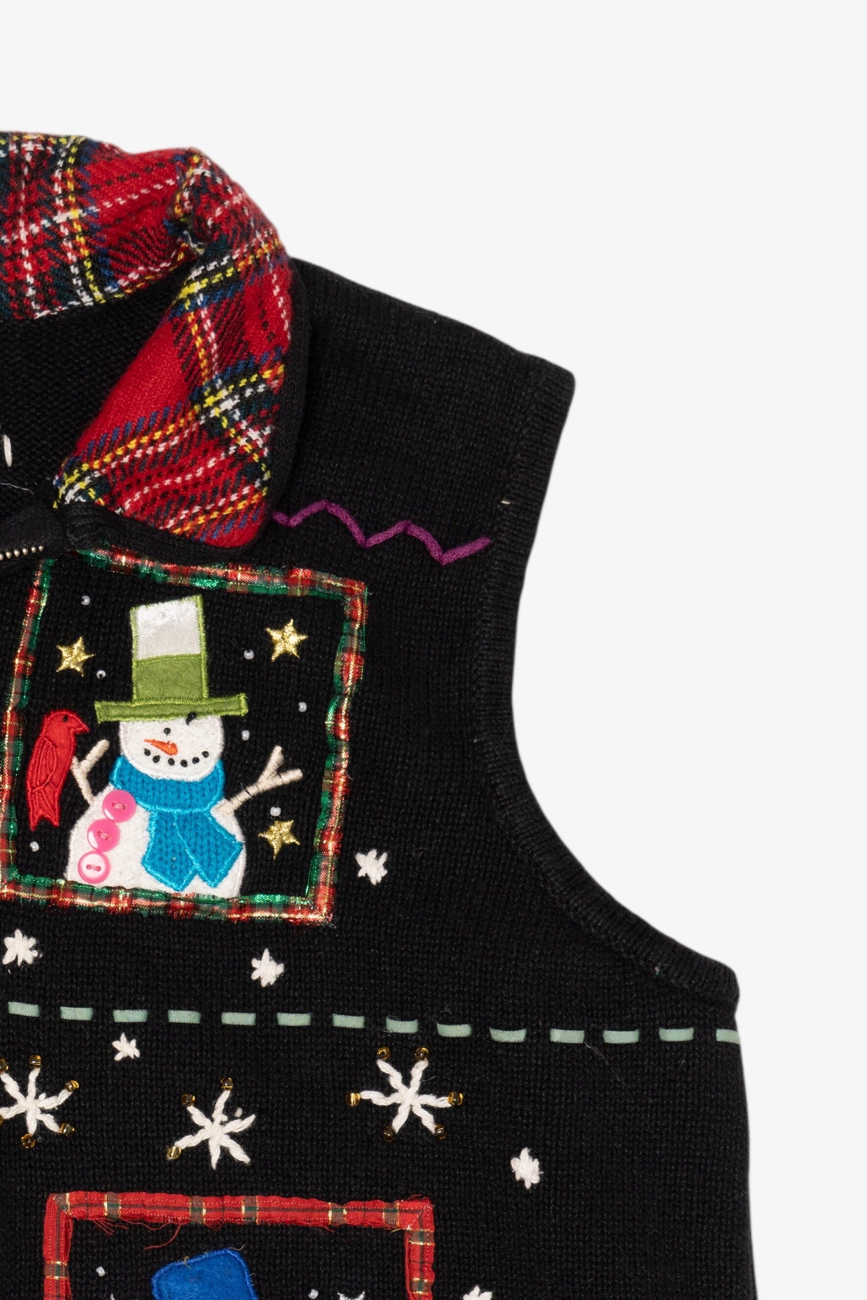 Vintage Black Studio Joy Snowmen Ugly Christmas Vest (1990s)