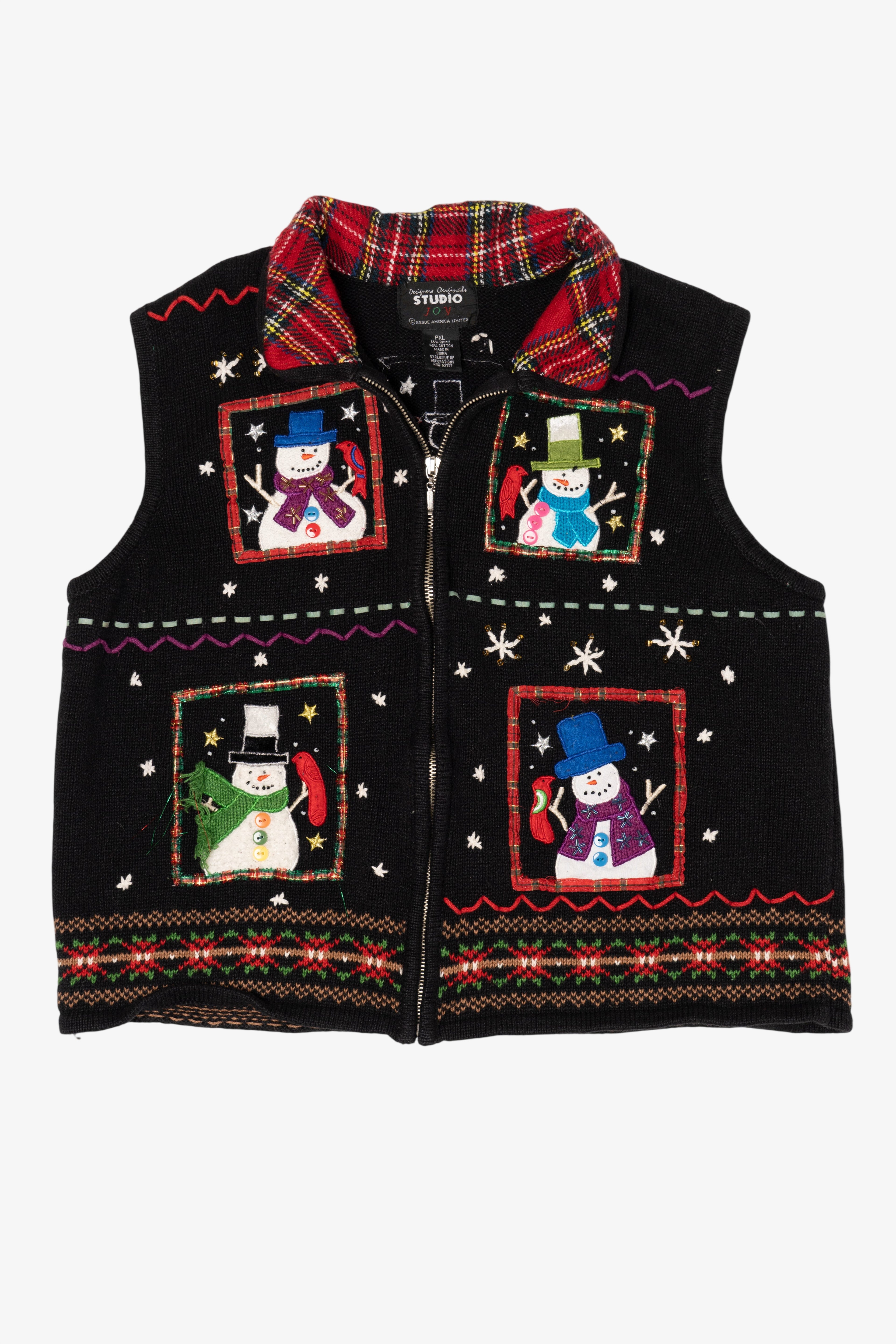 Vintage Black Studio Joy Snowmen Ugly Christmas Vest (1990s)