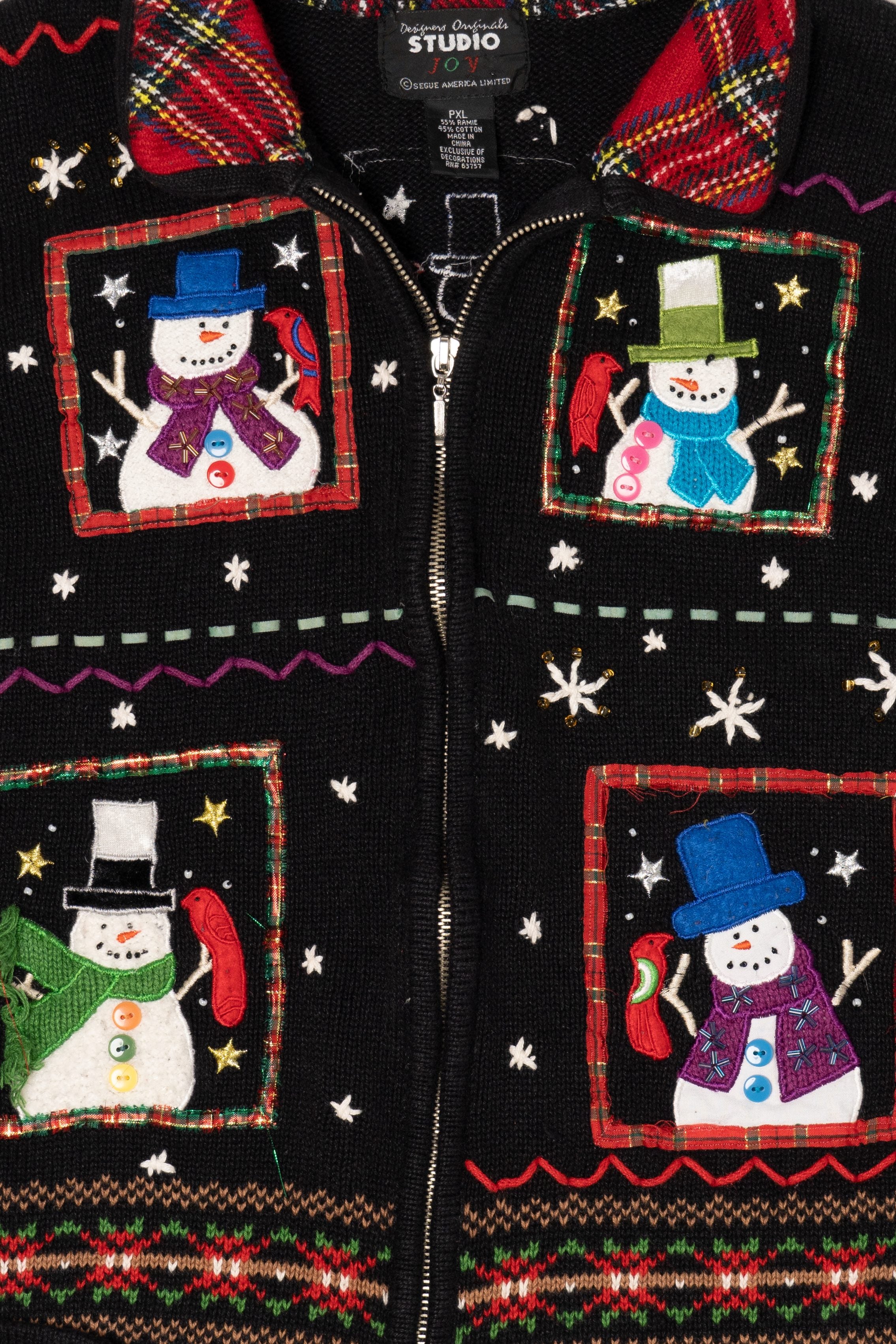 Vintage Black Studio Joy Snowmen Ugly Christmas Vest (1990s)