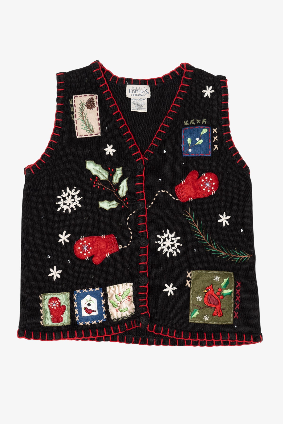 Vintage Black Basic Editions Ugly Christmas Vest (1990s)