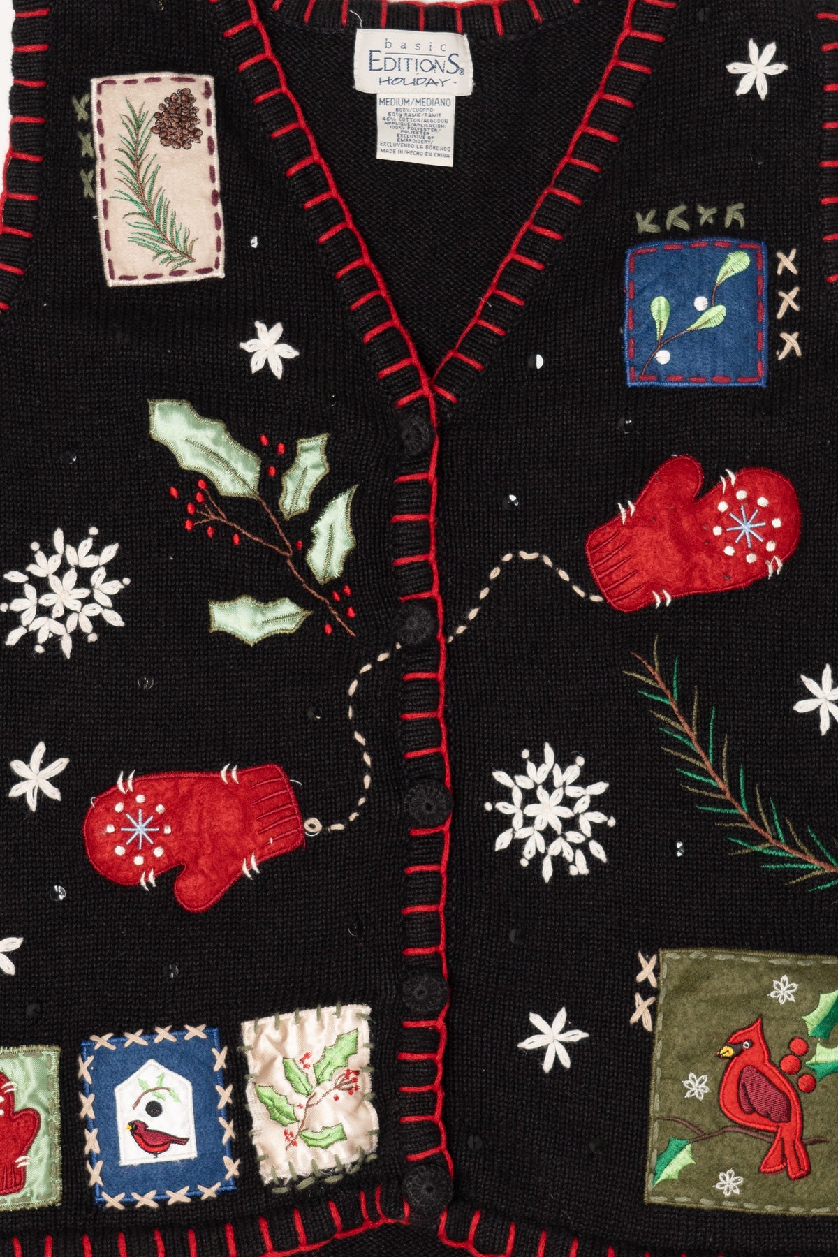 Vintage Black Basic Editions Ugly Christmas Vest (1990s)