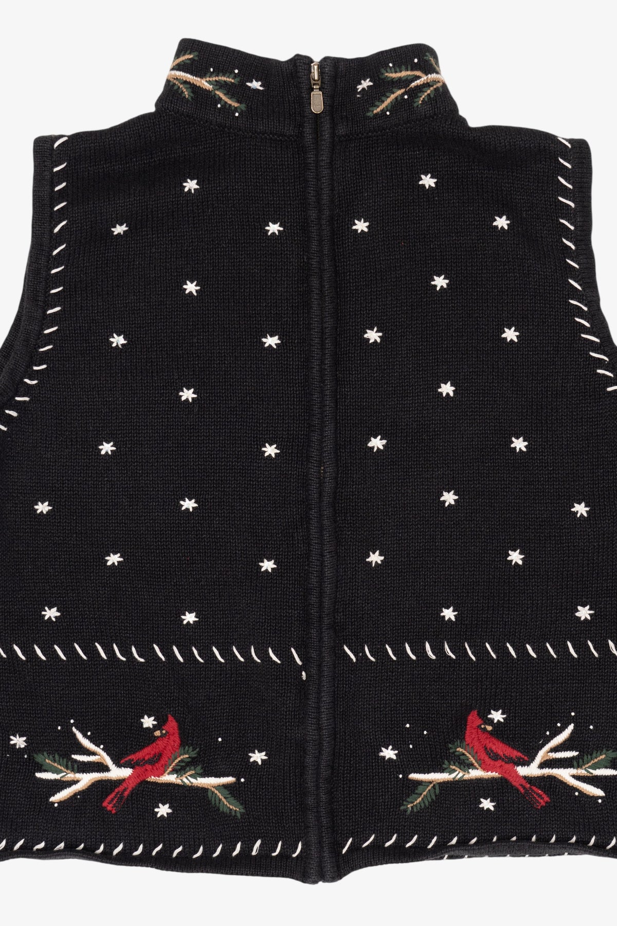 Vintage Hand Embroidered Black Christopher & Banks Ugly Christmas Vest (1990s)