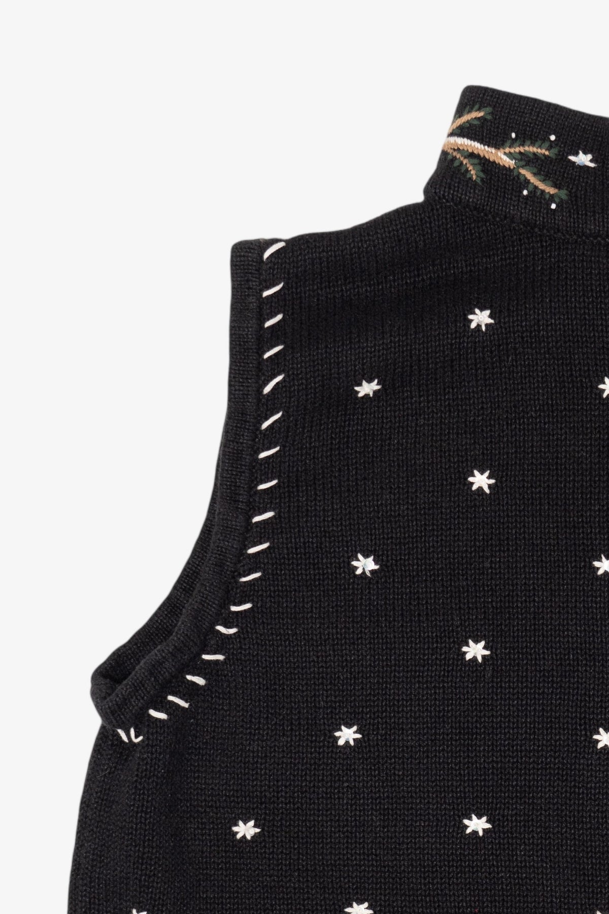 Vintage Hand Embroidered Black Christopher & Banks Ugly Christmas Vest (1990s)