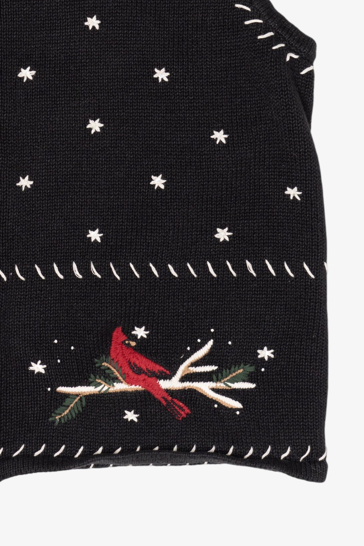 Vintage Hand Embroidered Black Christopher & Banks Ugly Christmas Vest (1990s)