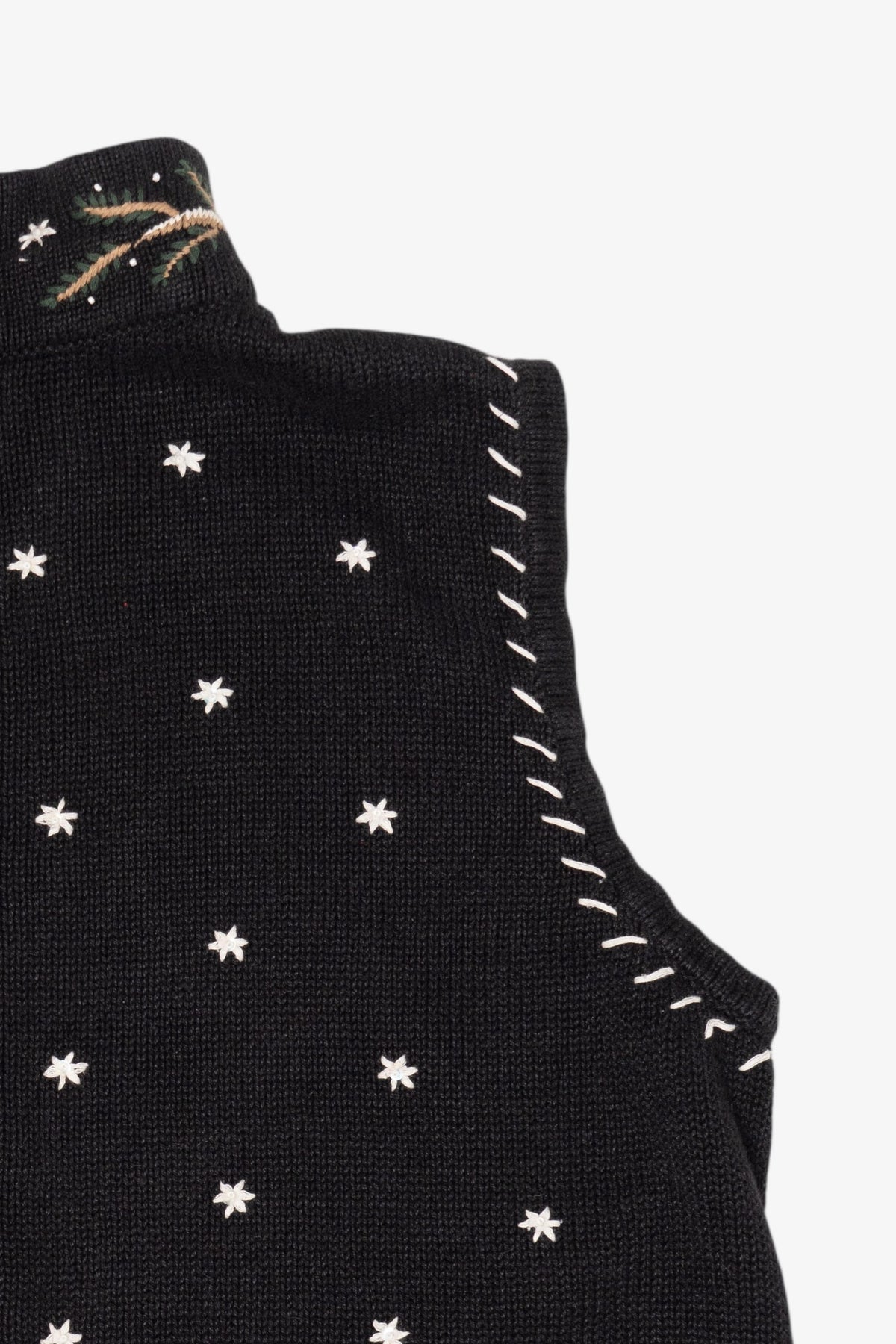 Vintage Hand Embroidered Black Christopher & Banks Ugly Christmas Vest (1990s)