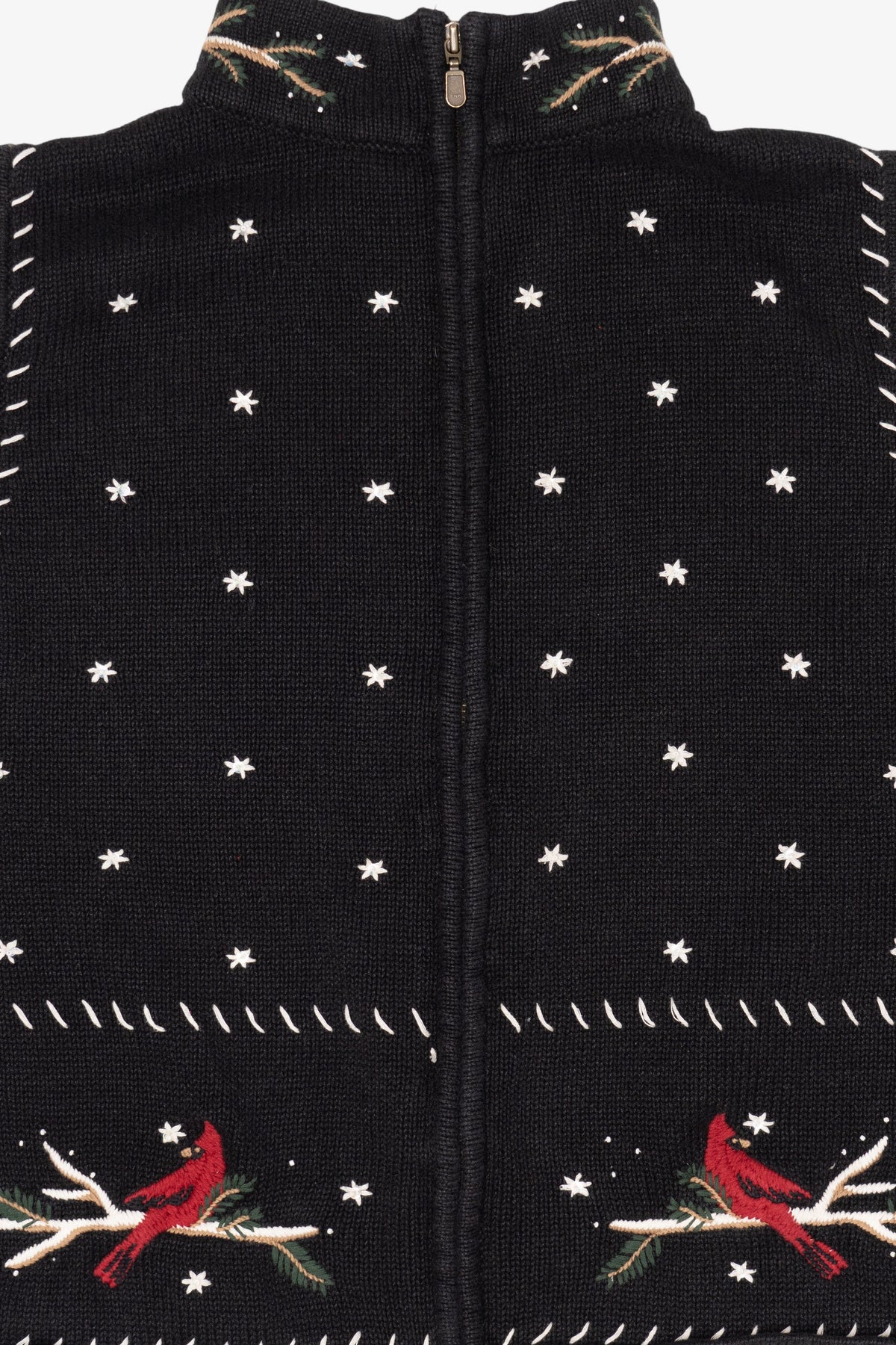 Vintage Hand Embroidered Black Christopher & Banks Ugly Christmas Vest (1990s)