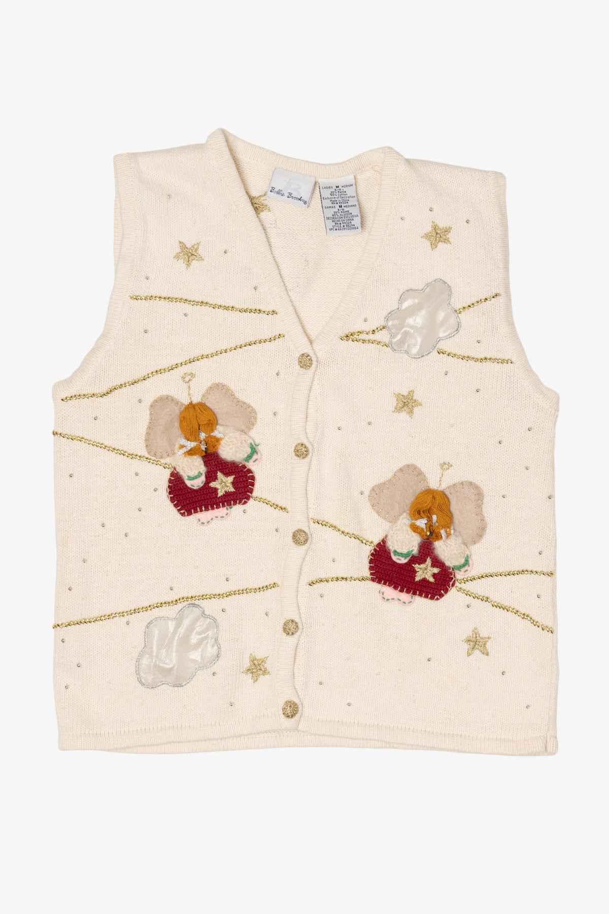 Vintage White Bobbie Brooks Angels Ugly Christmas Vest (1990s)