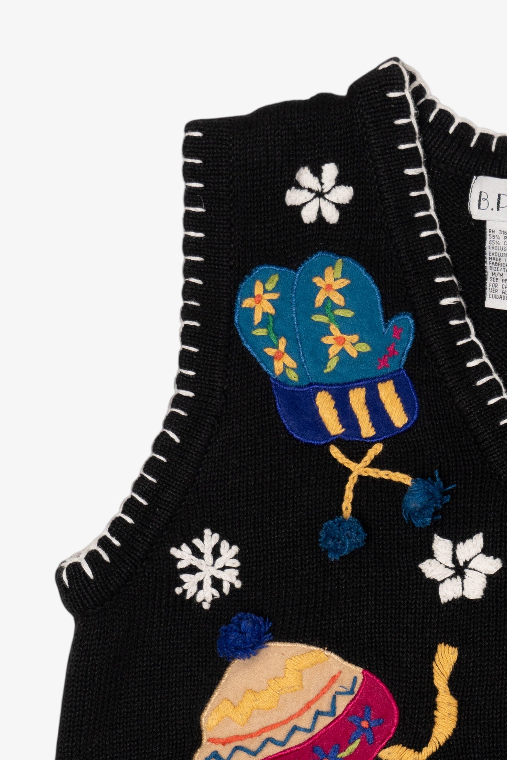 Vintage Black B.P Design Winter Clothes Ugly Christmas Vest (1990s)