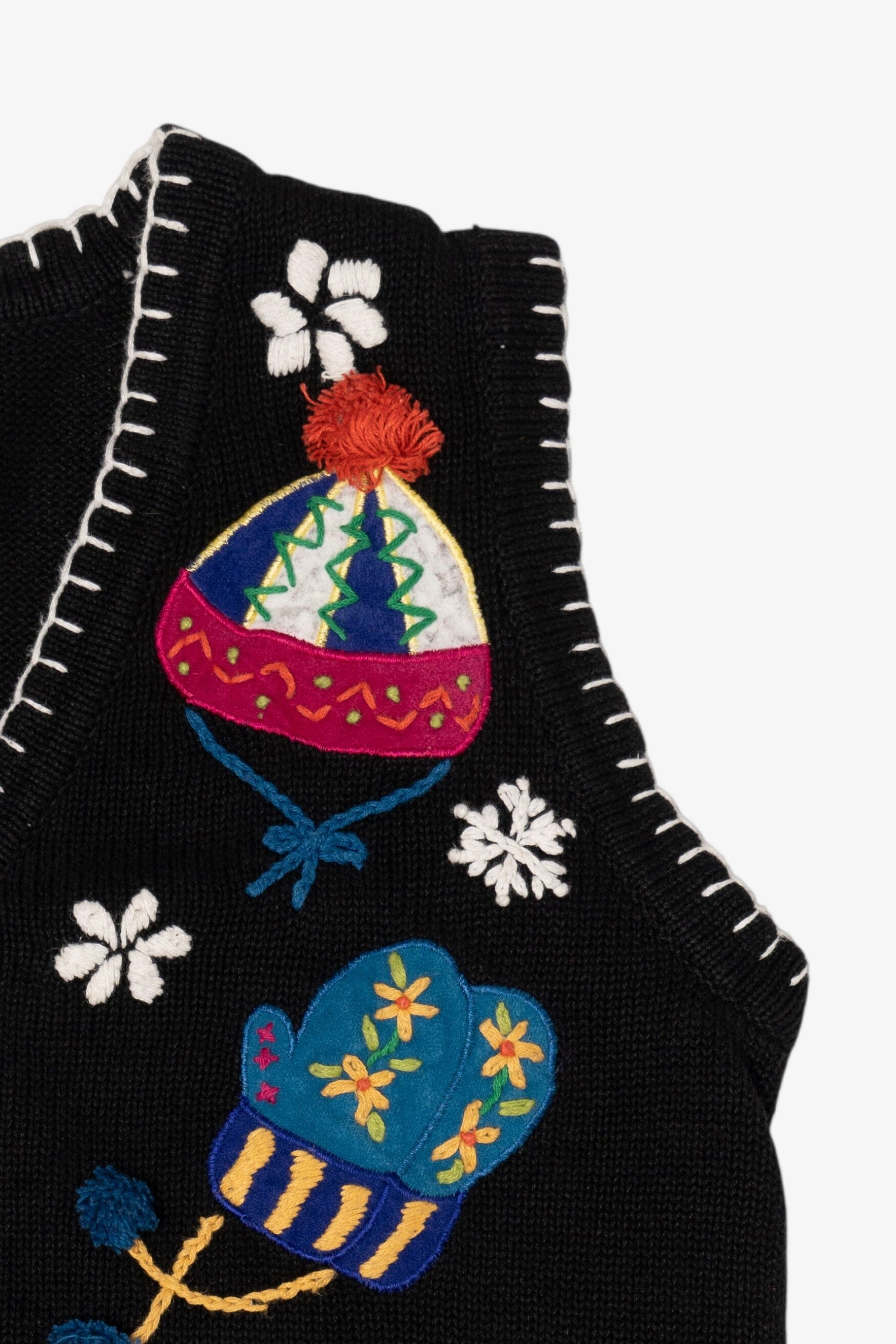 Vintage Black B.P Design Winter Clothes Ugly Christmas Vest (1990s)