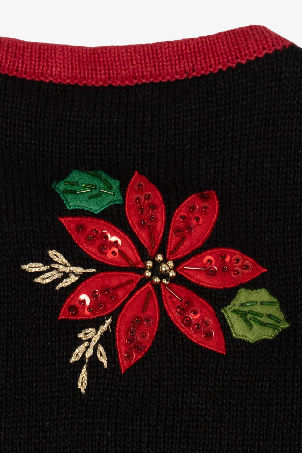 Vintage Black Inspire Poinsettias Ugly Christmas Vest (1990s)