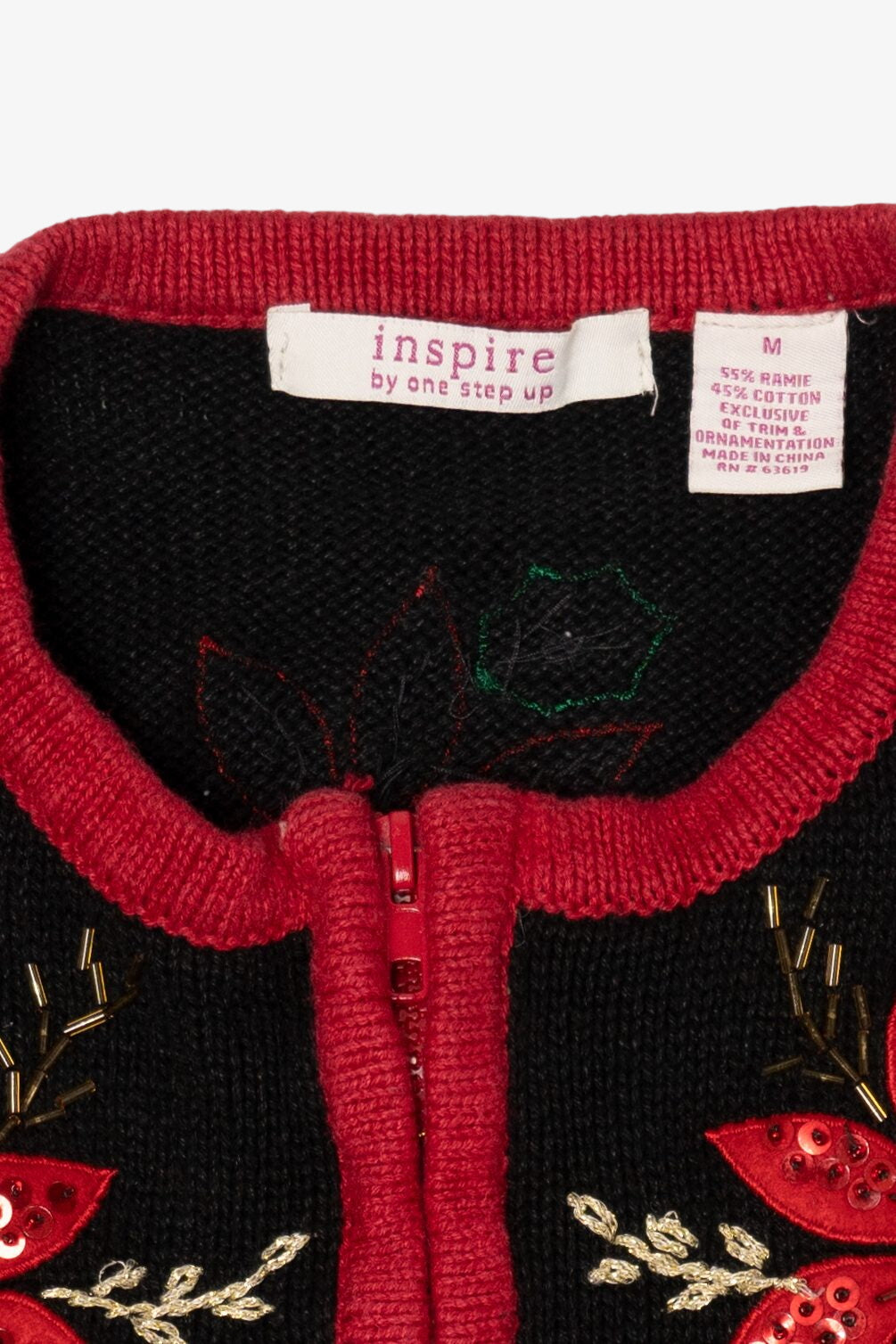 Vintage Black Inspire Poinsettias Ugly Christmas Vest (1990s)