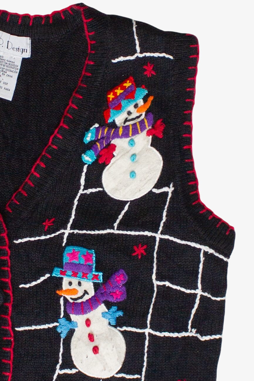 Vintage Embroidered Snowmen Ugly Christmas Vest (2000s)