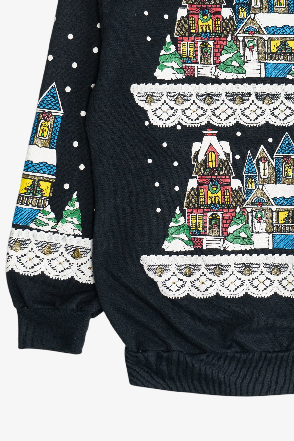Vintage Snowy City Christmas On Main Street Ugly Christmas Sweatshirt (1980s)