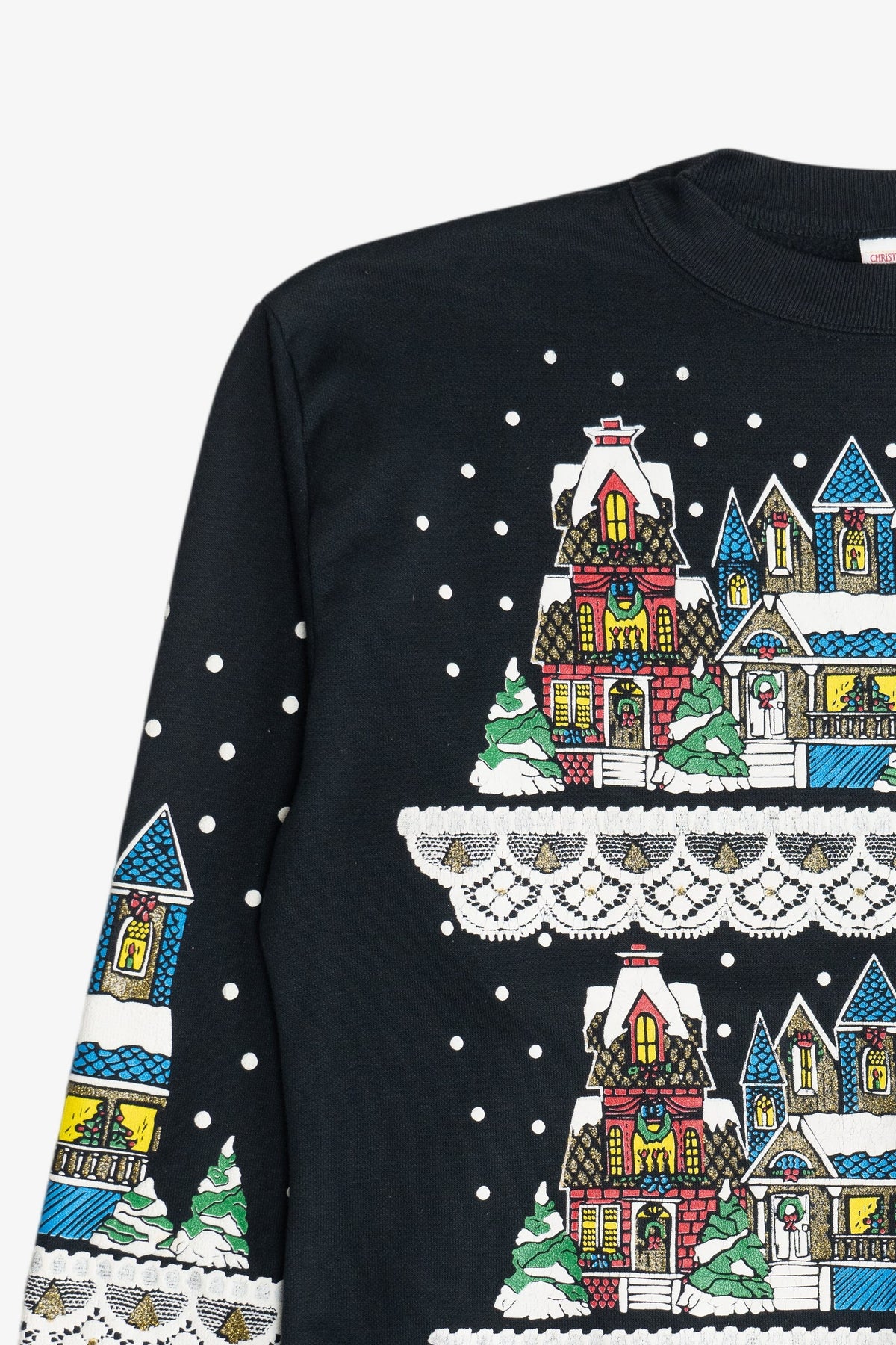 Vintage Snowy City Christmas On Main Street Ugly Christmas Sweatshirt (1980s)