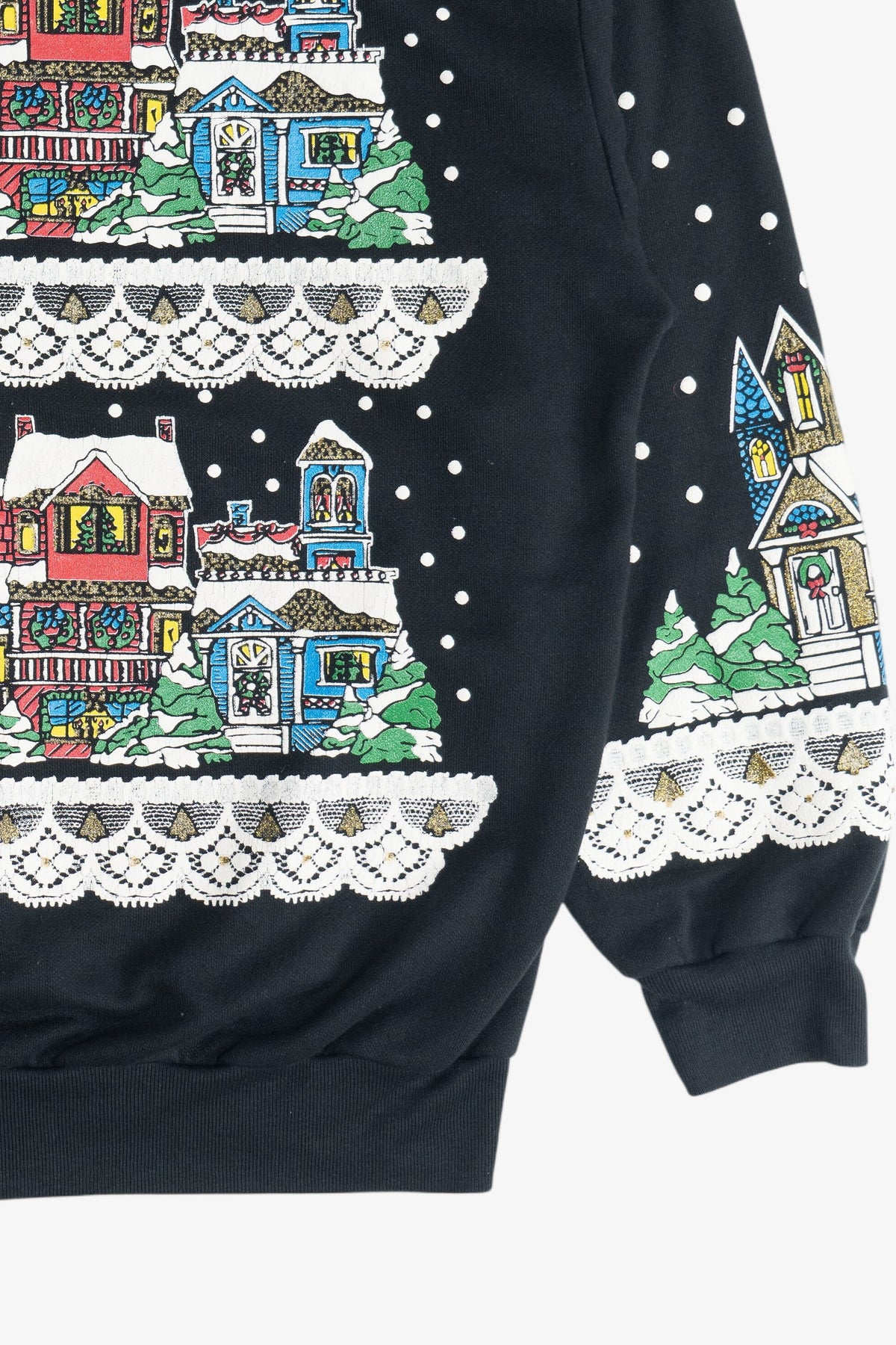 Vintage Snowy City Christmas On Main Street Ugly Christmas Sweatshirt (1980s)