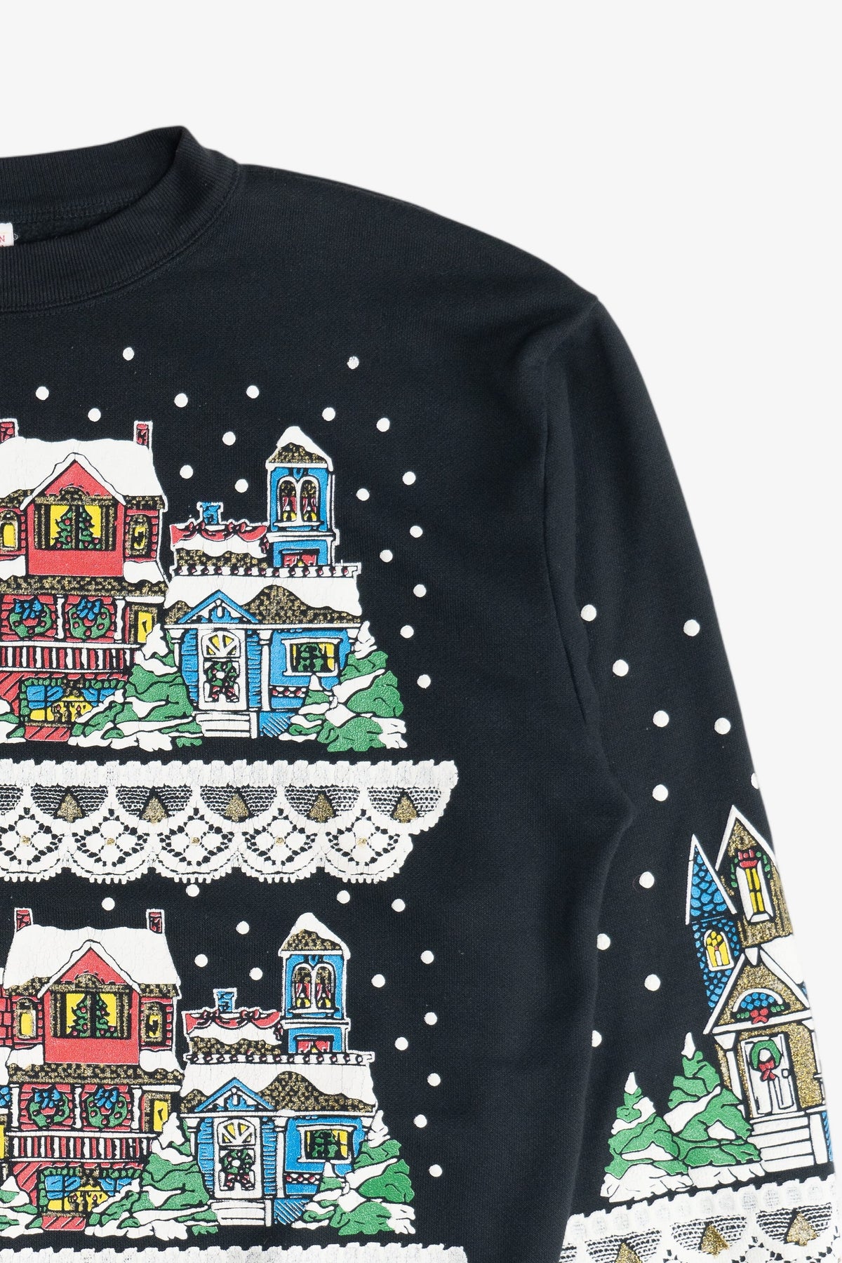 Vintage Snowy City Christmas On Main Street Ugly Christmas Sweatshirt (1980s)
