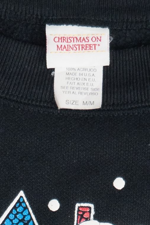Vintage Snowy City Christmas On Main Street Ugly Christmas Sweatshirt (1980s)