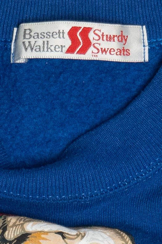 Vintage Waving Santa Giant Iron On Patch Puff Paint Detail Ugly Christmas Sweatshirt (1990s)