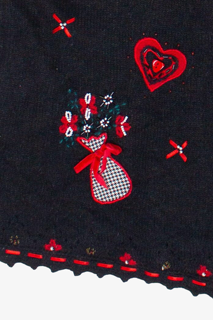 Vintage Koret Ribbon Button Patch Ugly Christmas Vest (1990s)