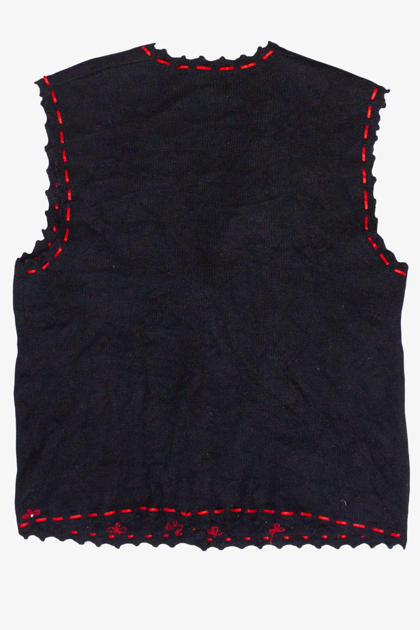 Vintage Koret Ribbon Button Patch Ugly Christmas Vest (1990s)