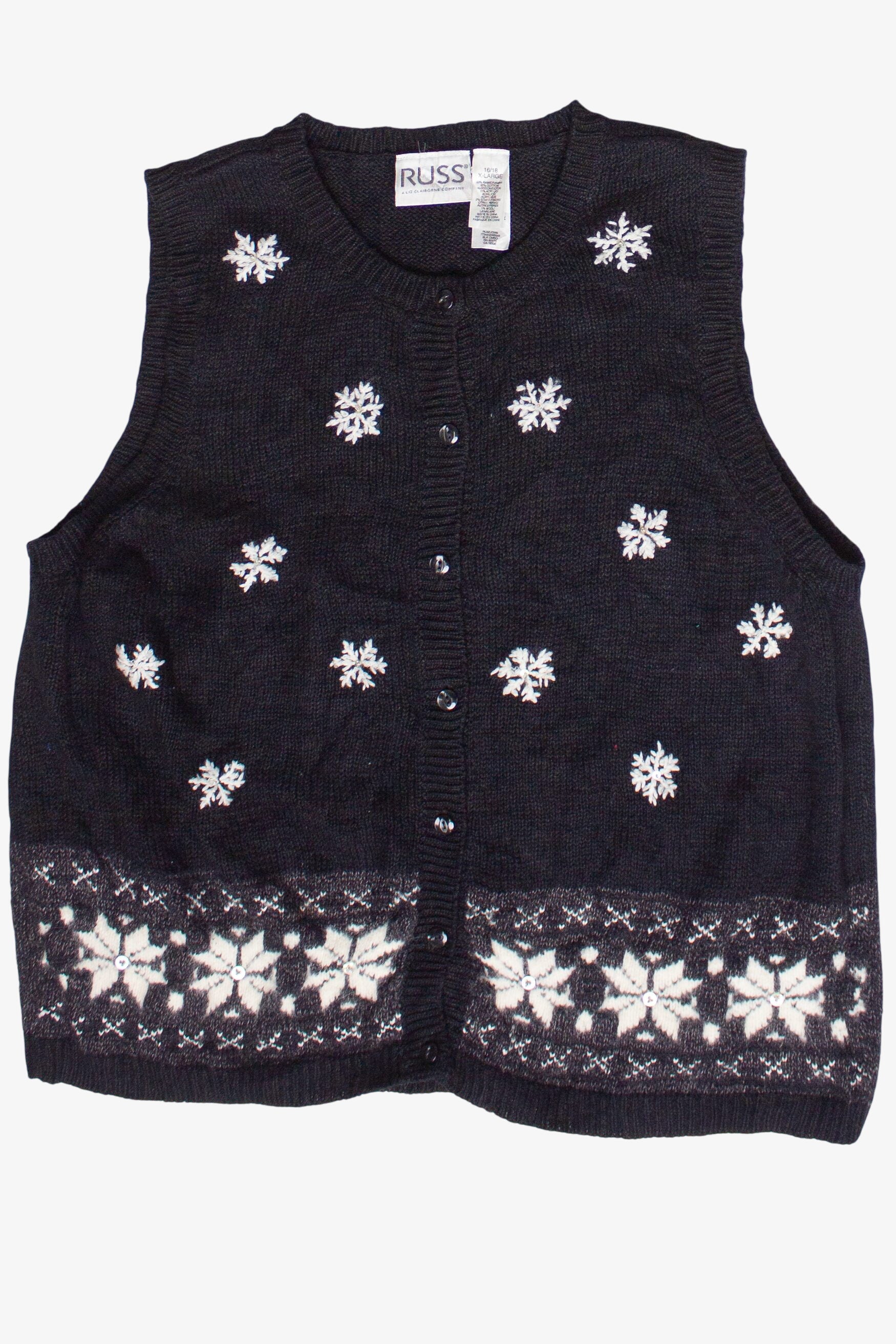 Vintage Sequin Snowflakes Ugly Christmas Vest (2000s)