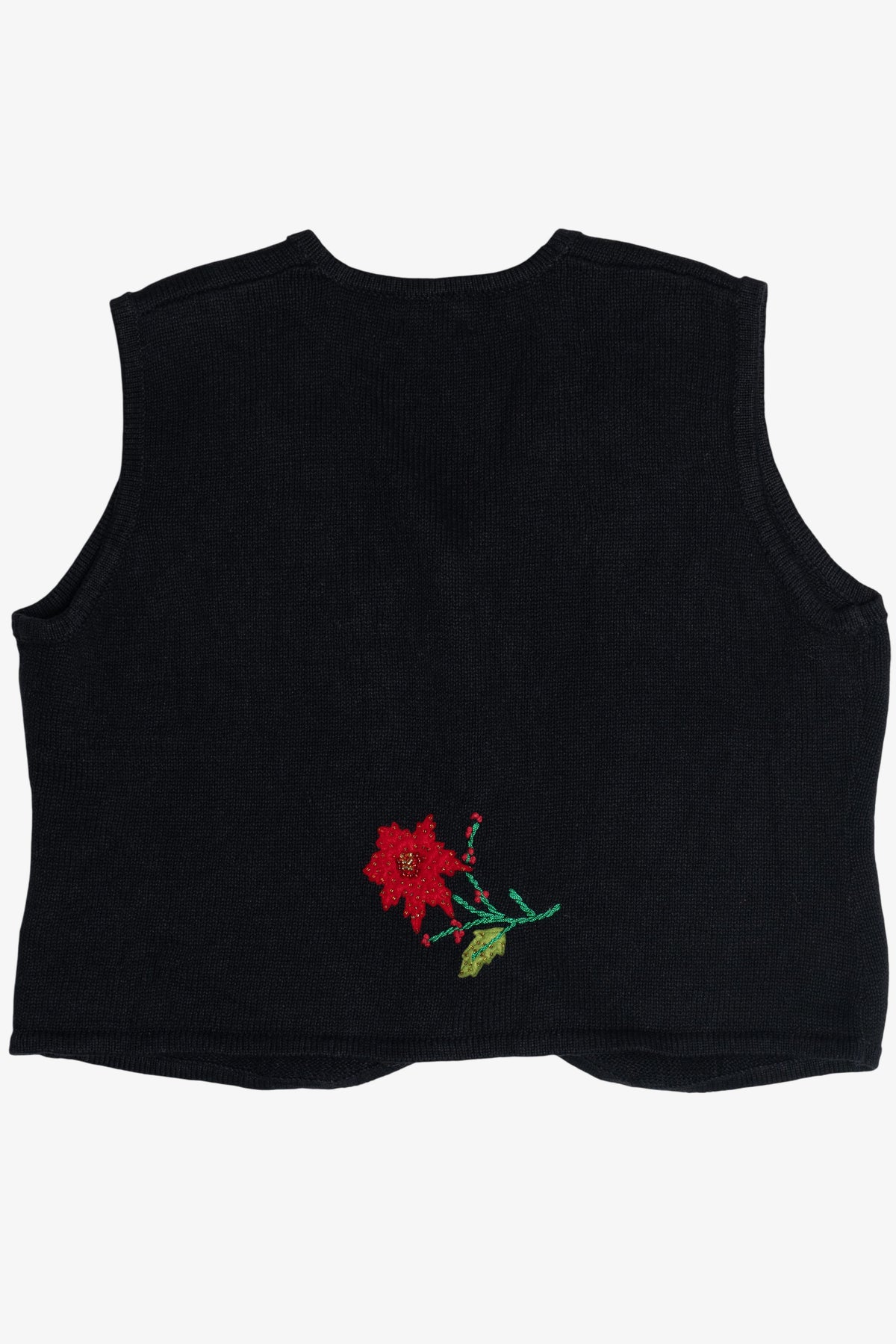 Vintage Poinsettia Stems Ugly Christmas Vest (1990s)