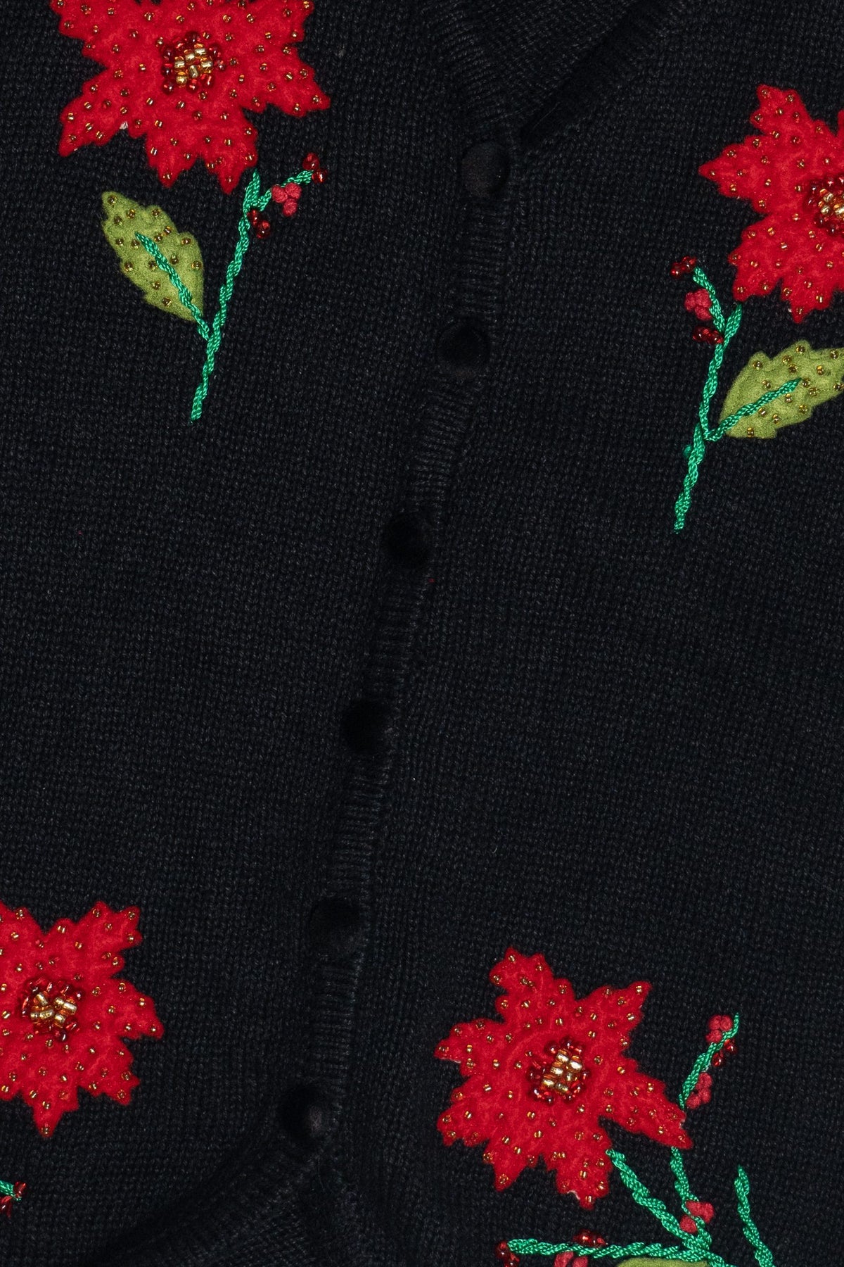 Vintage Poinsettia Stems Ugly Christmas Vest (1990s)