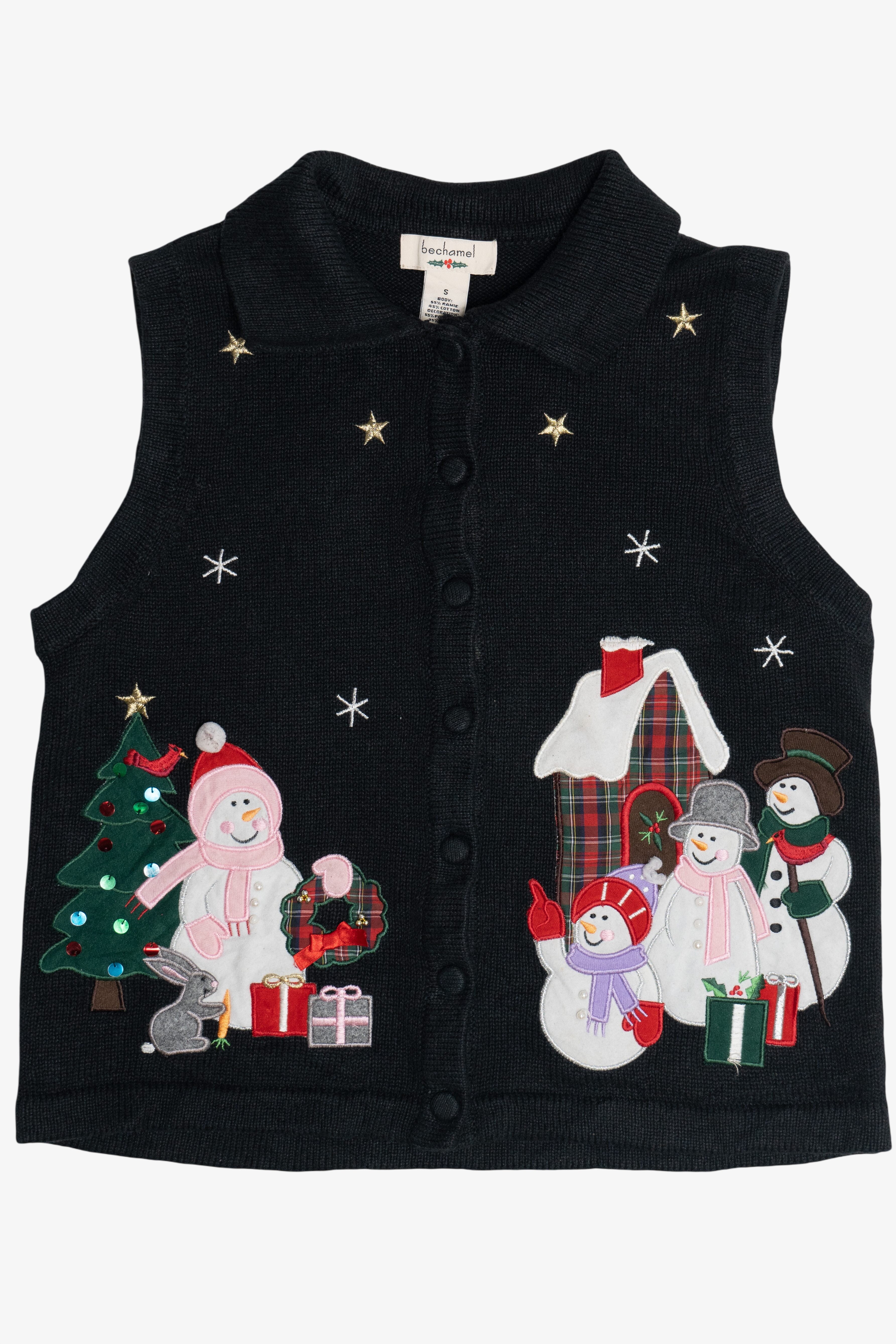 Vintage Bechamel Snowmen Family Ugly Christmas Vest (1990s)