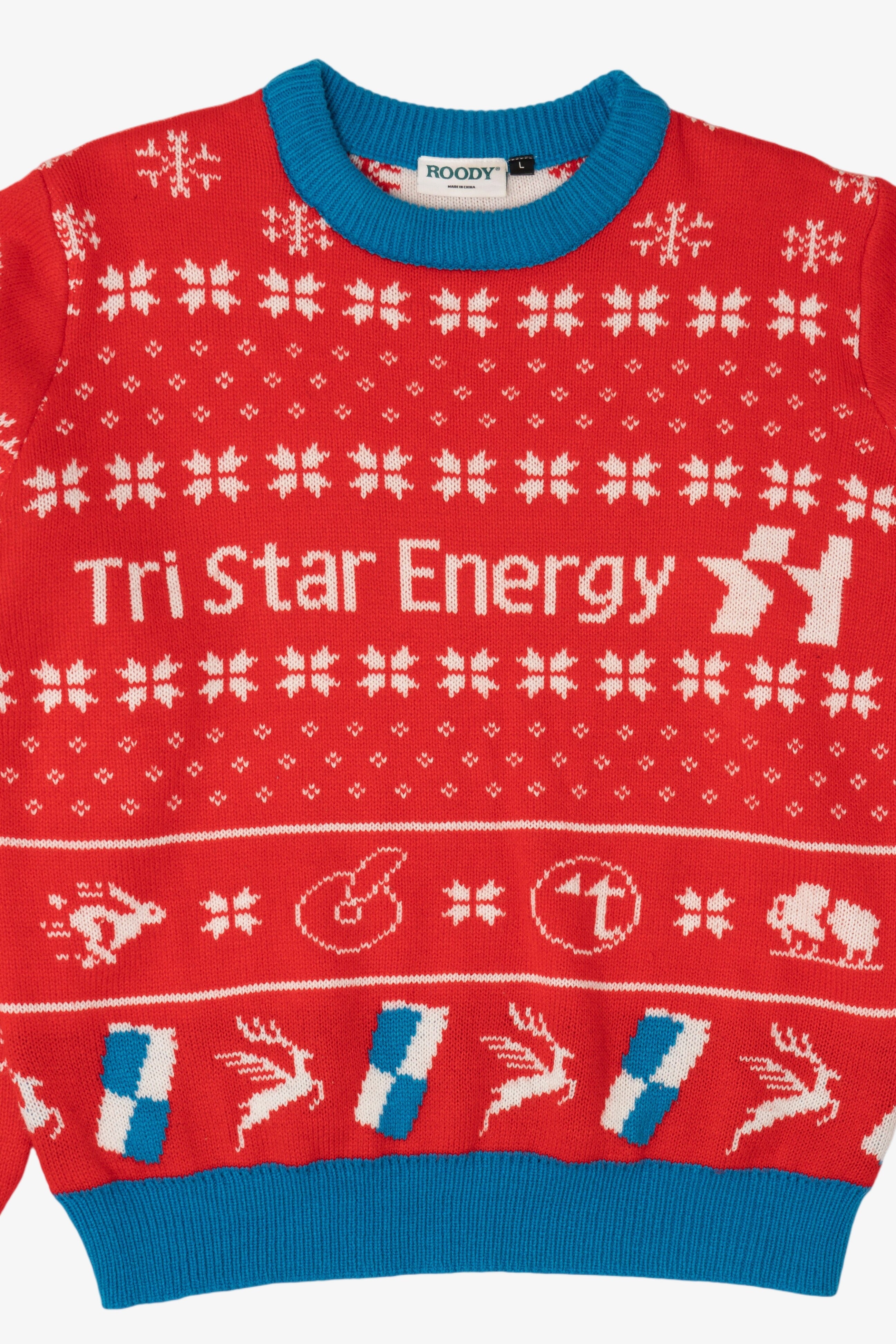 Red Tri Star Energy Ugly Christmas Pullover (2010s)
