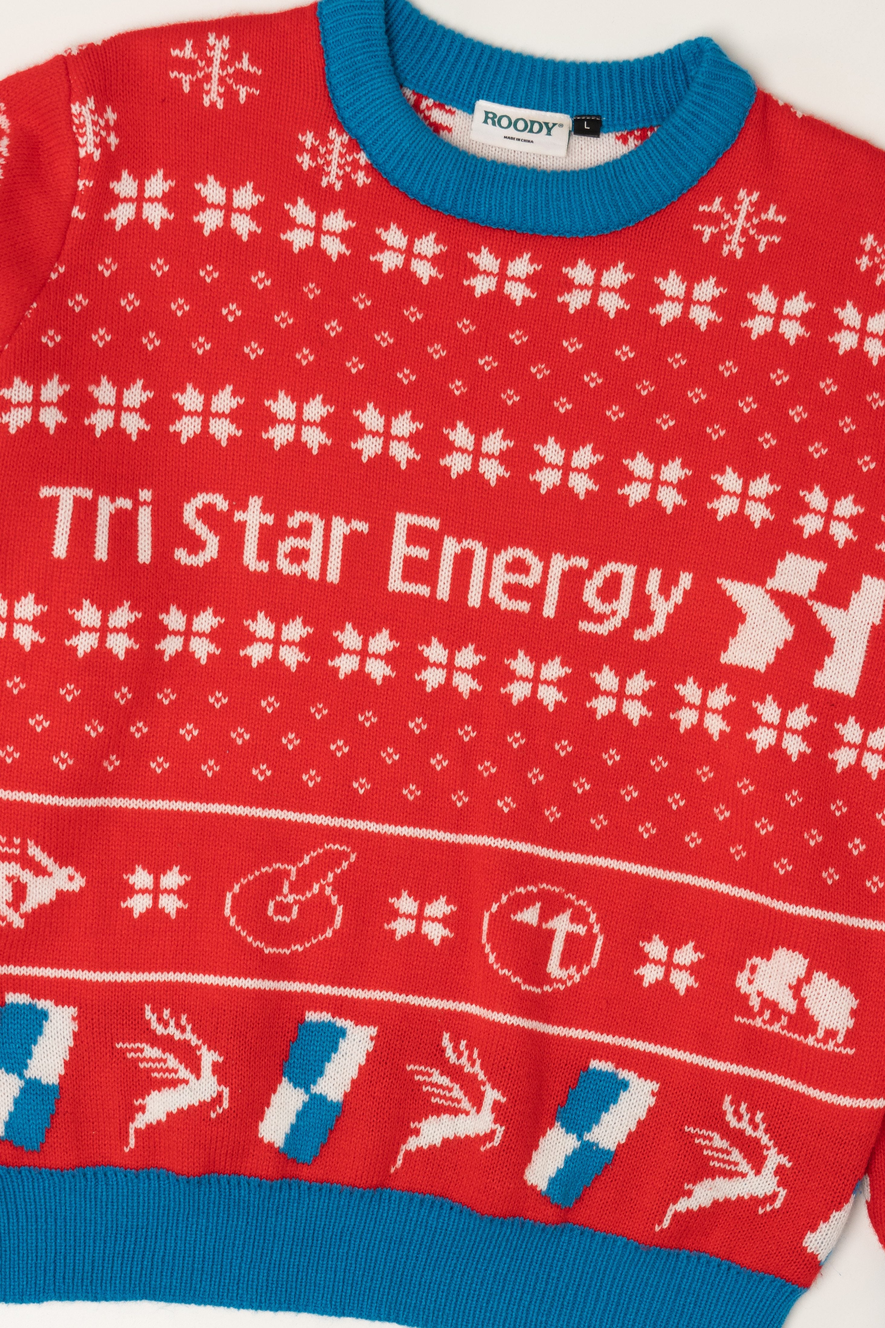 Red Tri Star Energy Ugly Christmas Pullover (2010s)