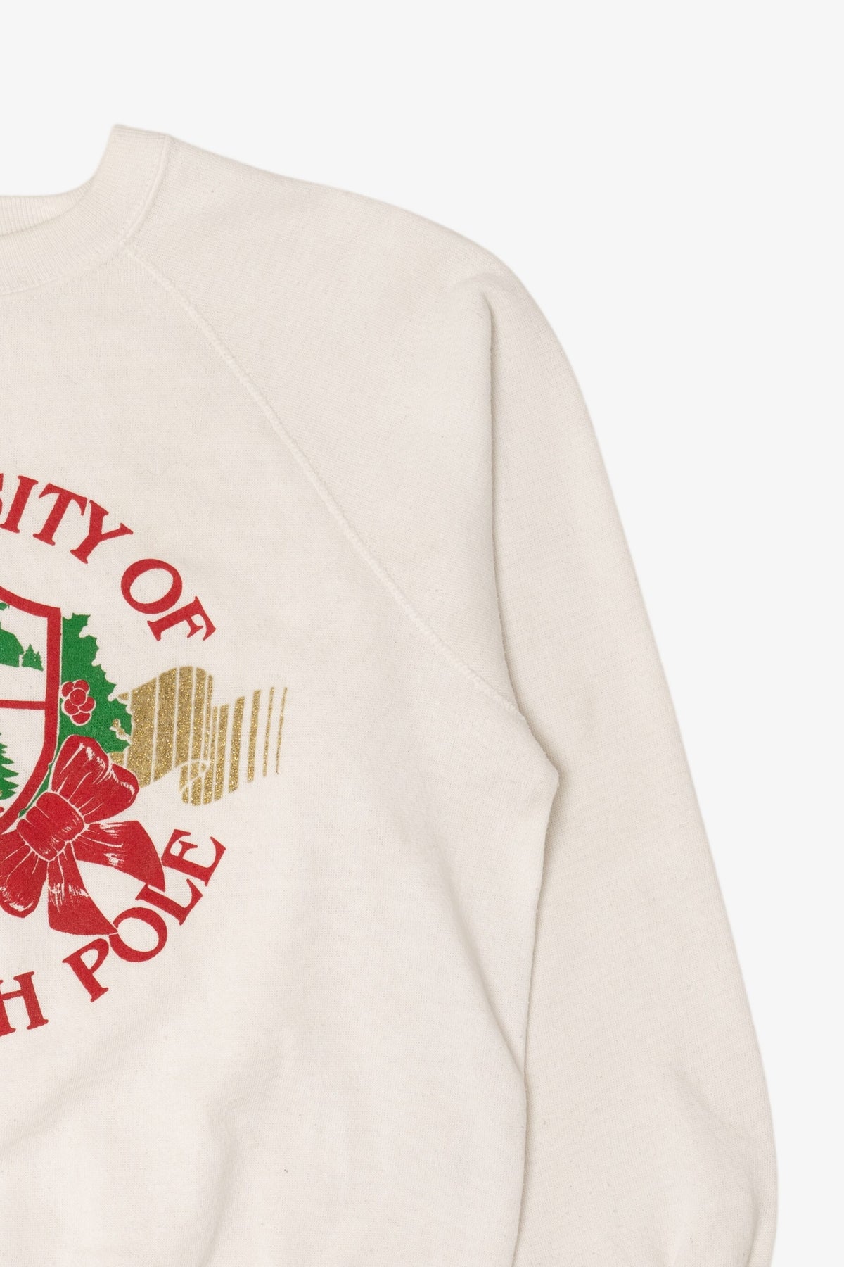 Vintage "University Of The North Pole" Ugly Christmas Raglan Sweatshirt (1980s)