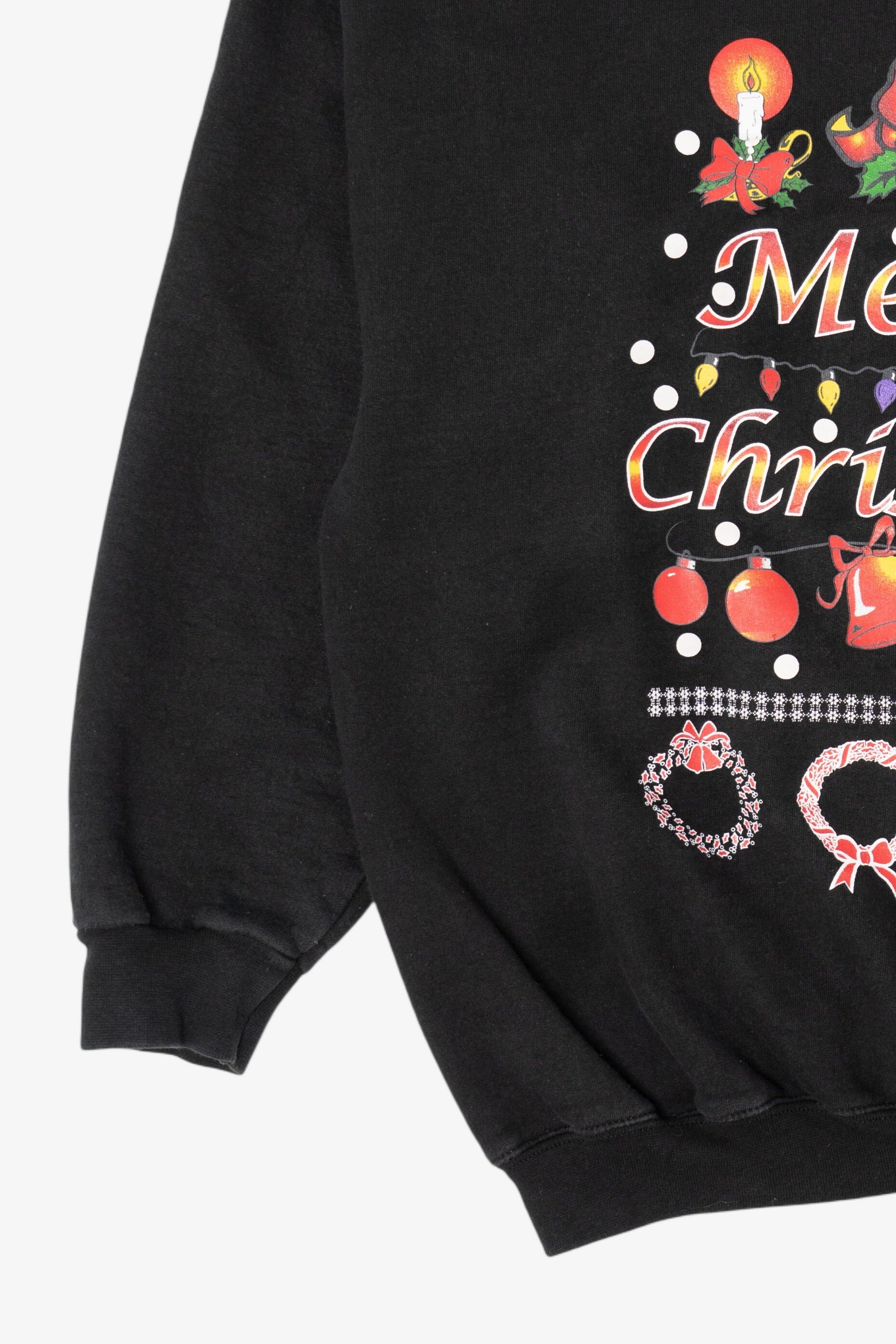 Vintage Black Hanes Ugly "Merry Christmas" Sweatshirt (1990s)