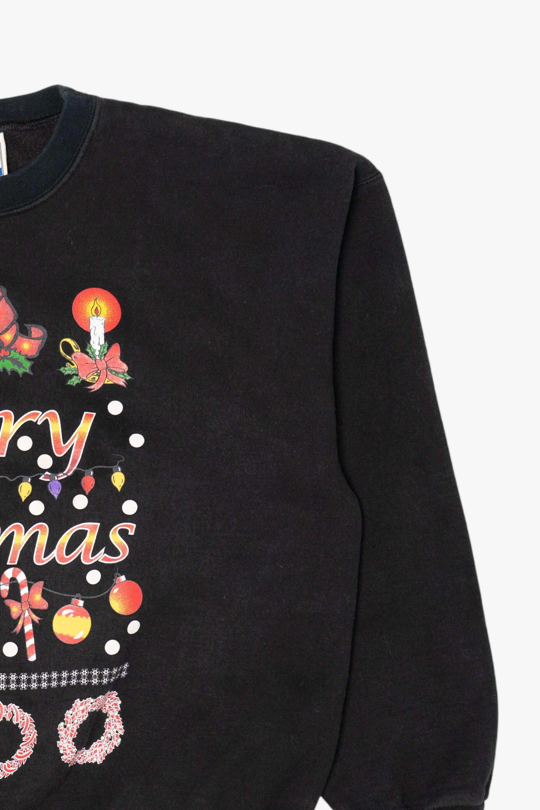Vintage Black Hanes Ugly "Merry Christmas" Sweatshirt (1990s)